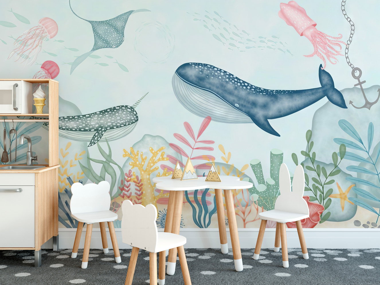 Marine Life Wallpaper Mural for Kids Wall Art