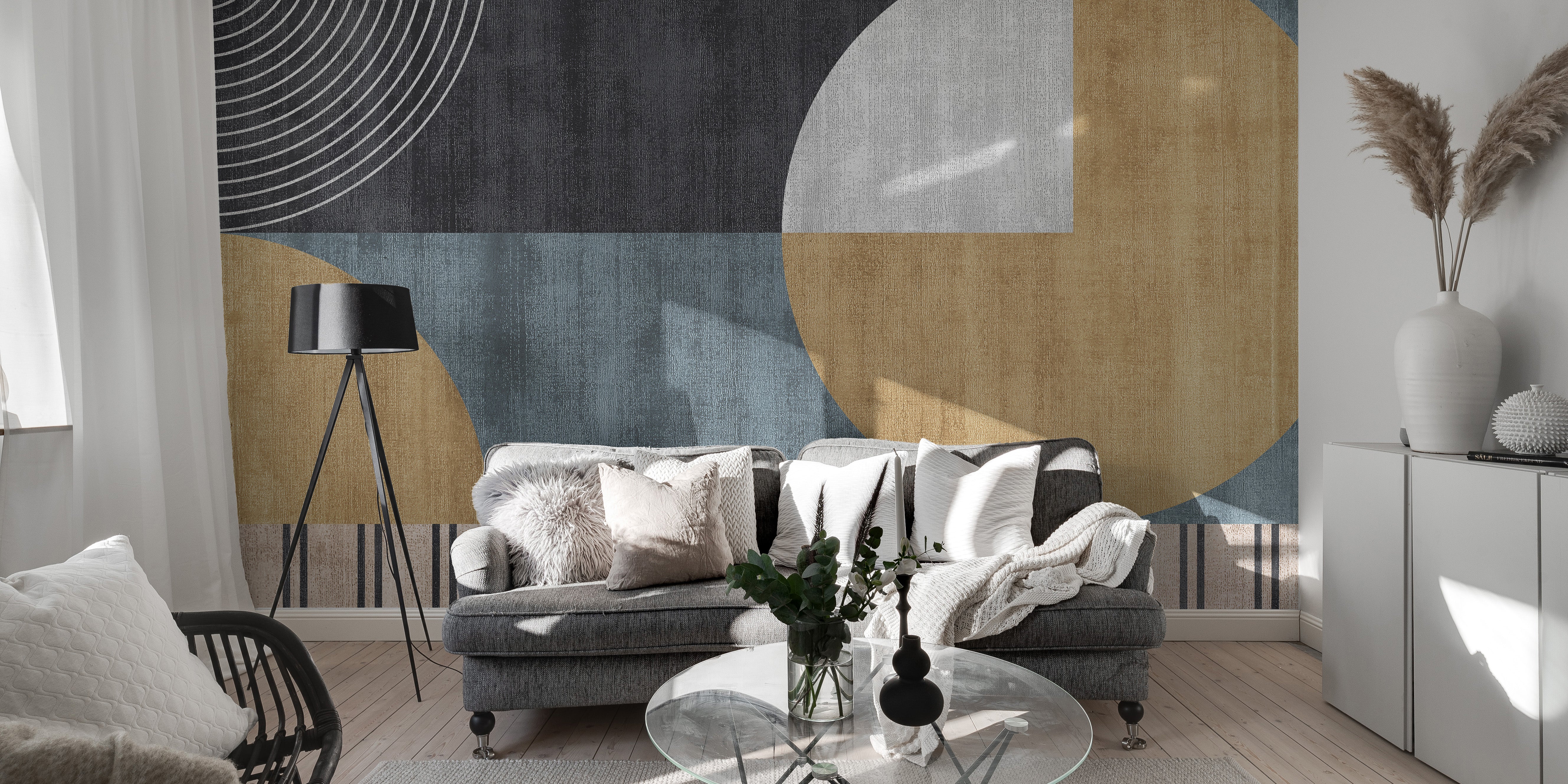 Stylish geometric wall mural with urban chic design