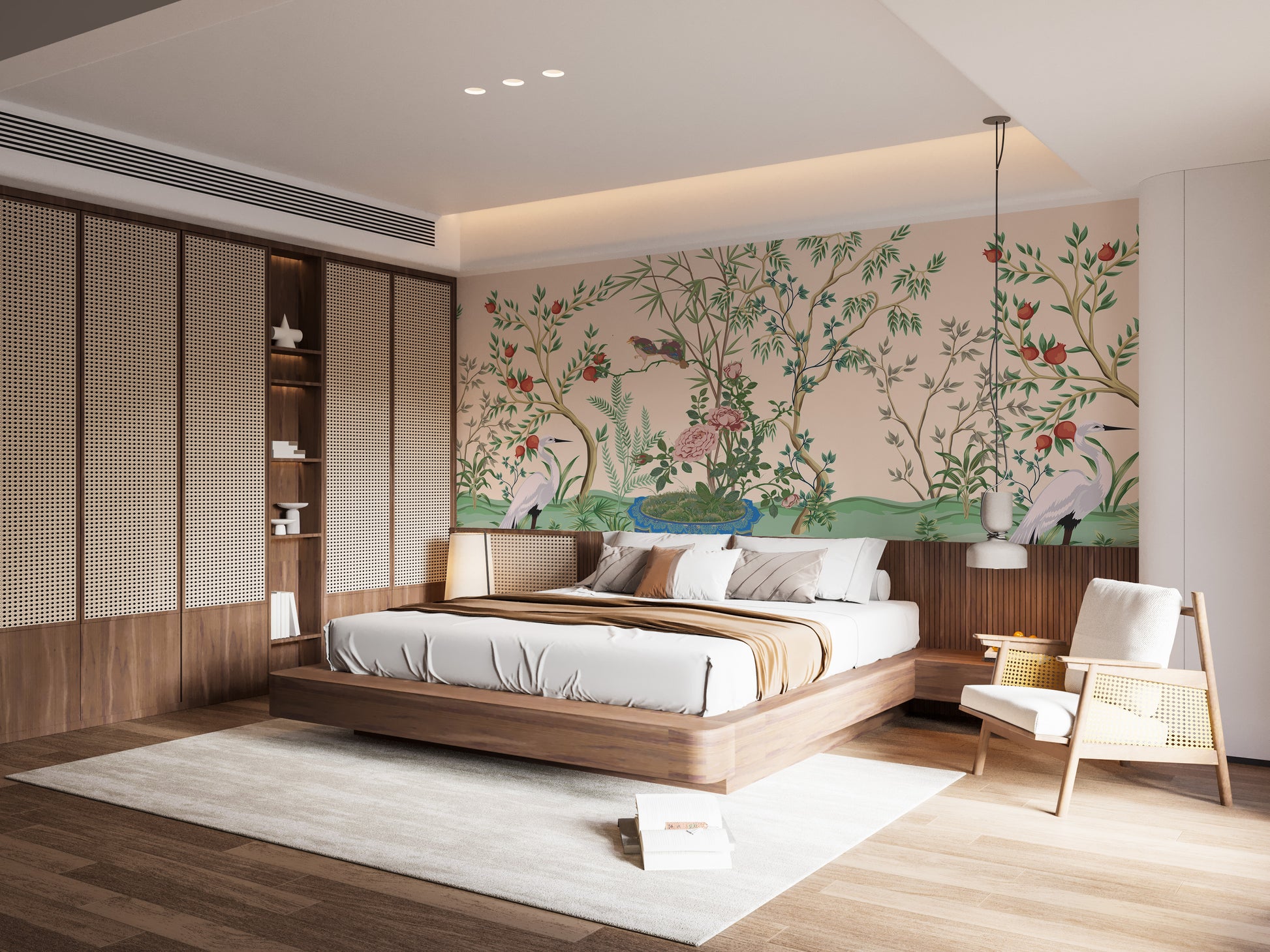 Chinese vase wallpaper mural with intricate traditional details