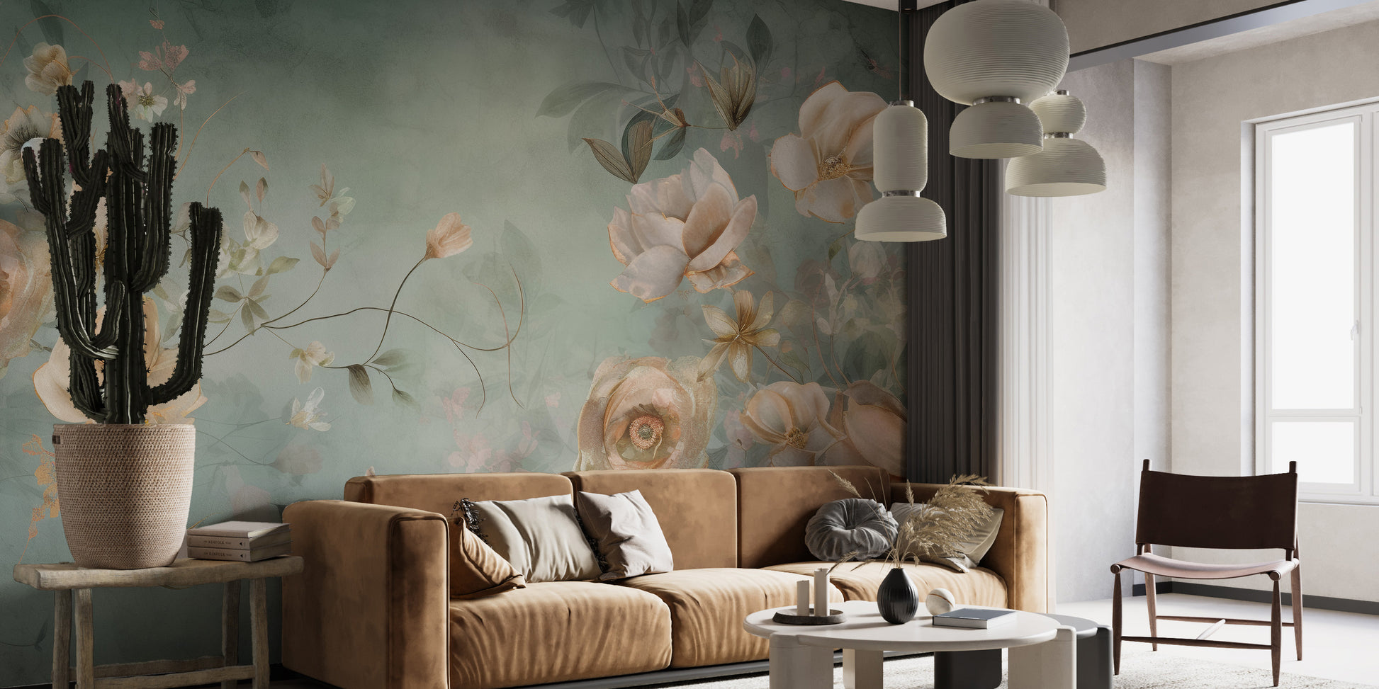 Decorative wallpaper mural with soft spring whispers theme