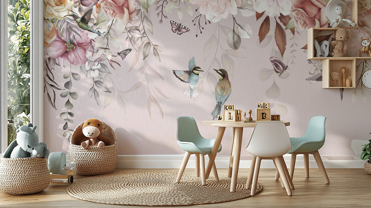 Timeless floral mural with vintage charm
