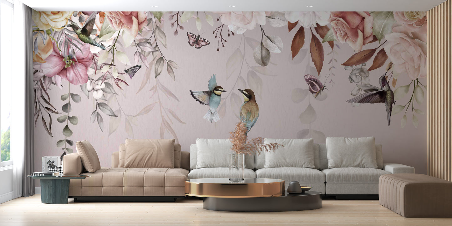 Elegant floral design wallpaper mural
