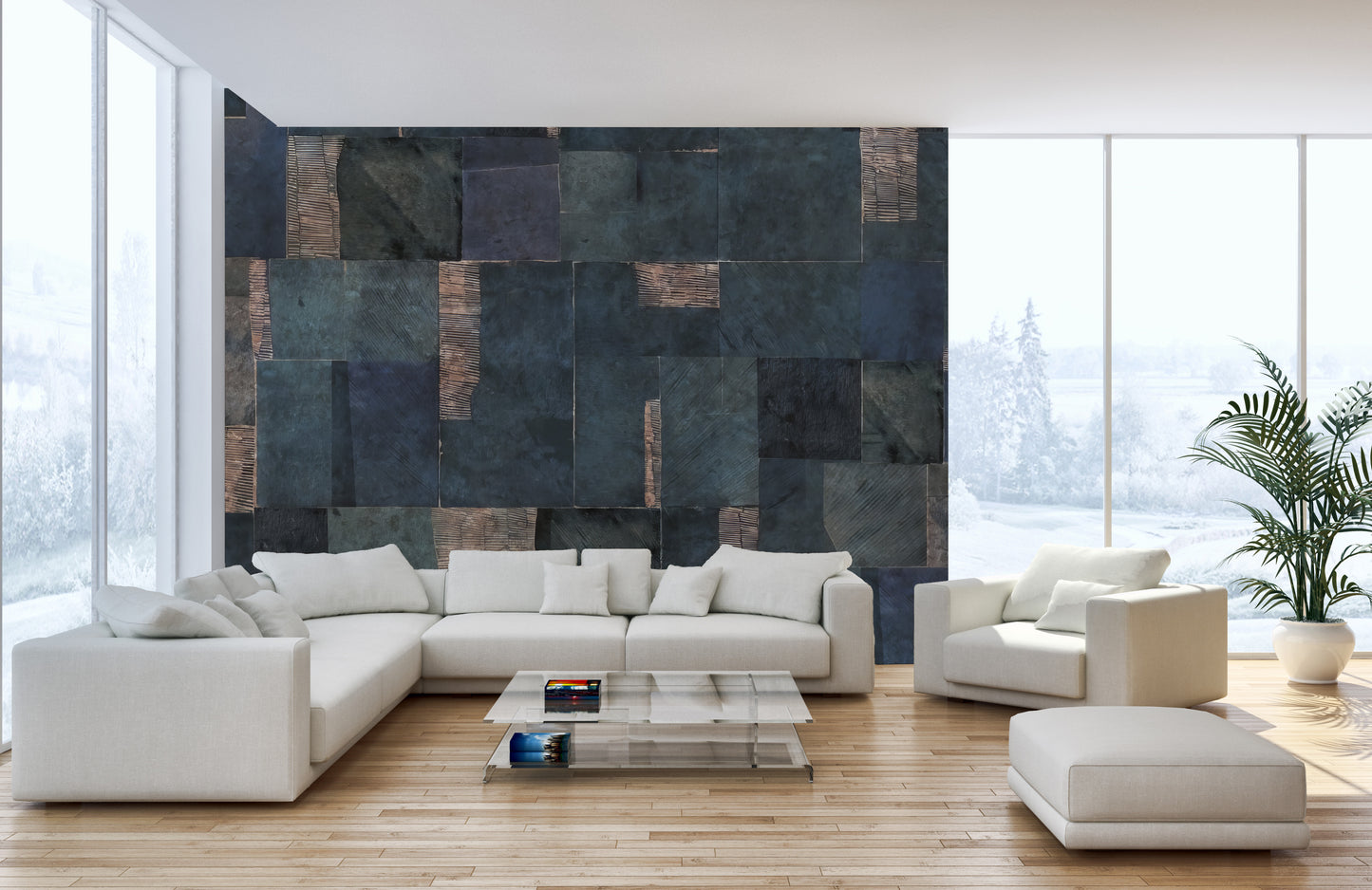 Modern abstract blue wallpaper mural
