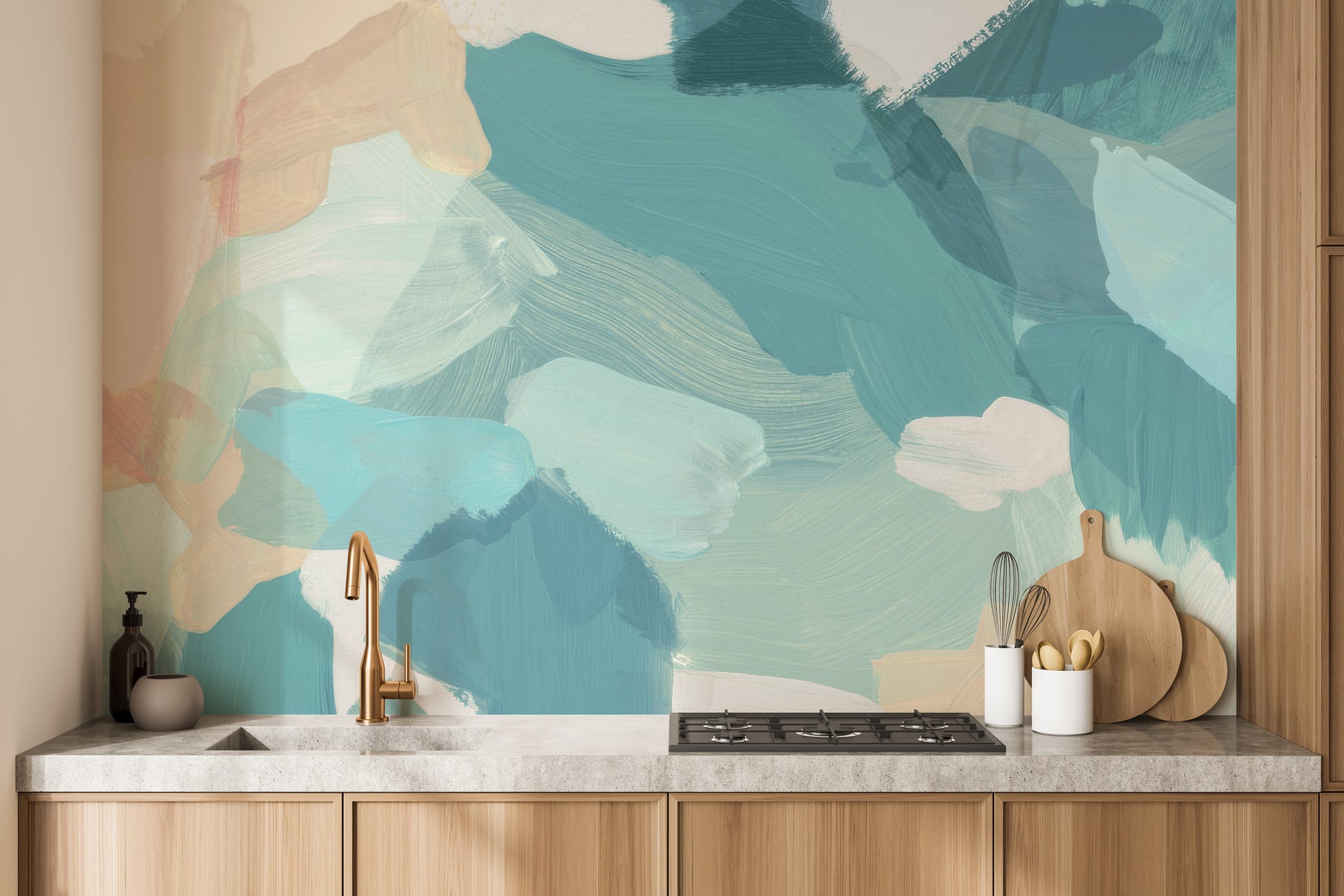 Artistic blue wallpaper mural for walls
