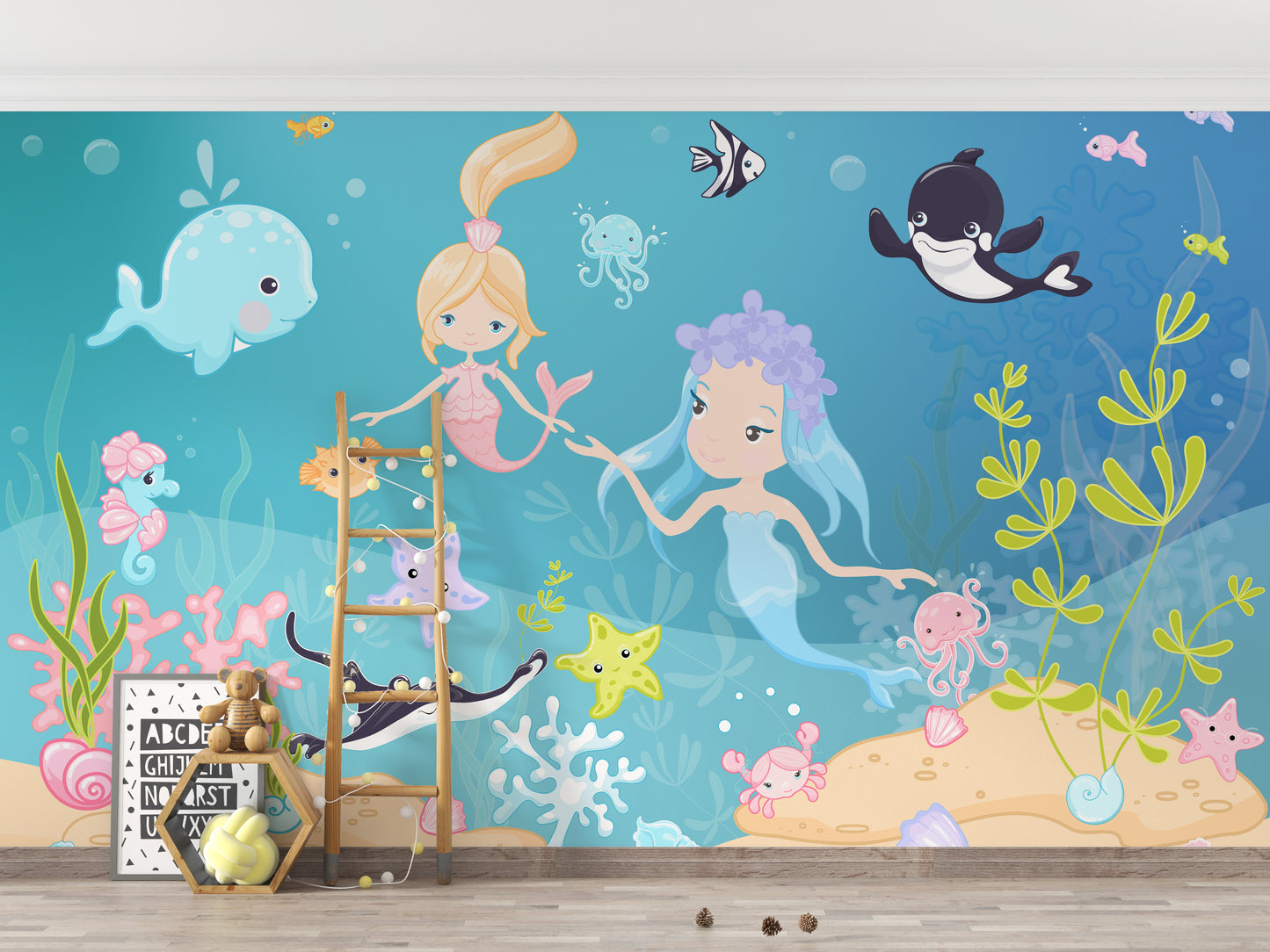 Mermaid Friends ocean wallpaper for kids
