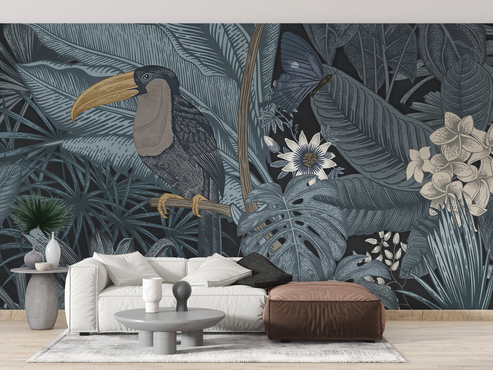 Exotic toucan wallpaper mural jungle vibes
