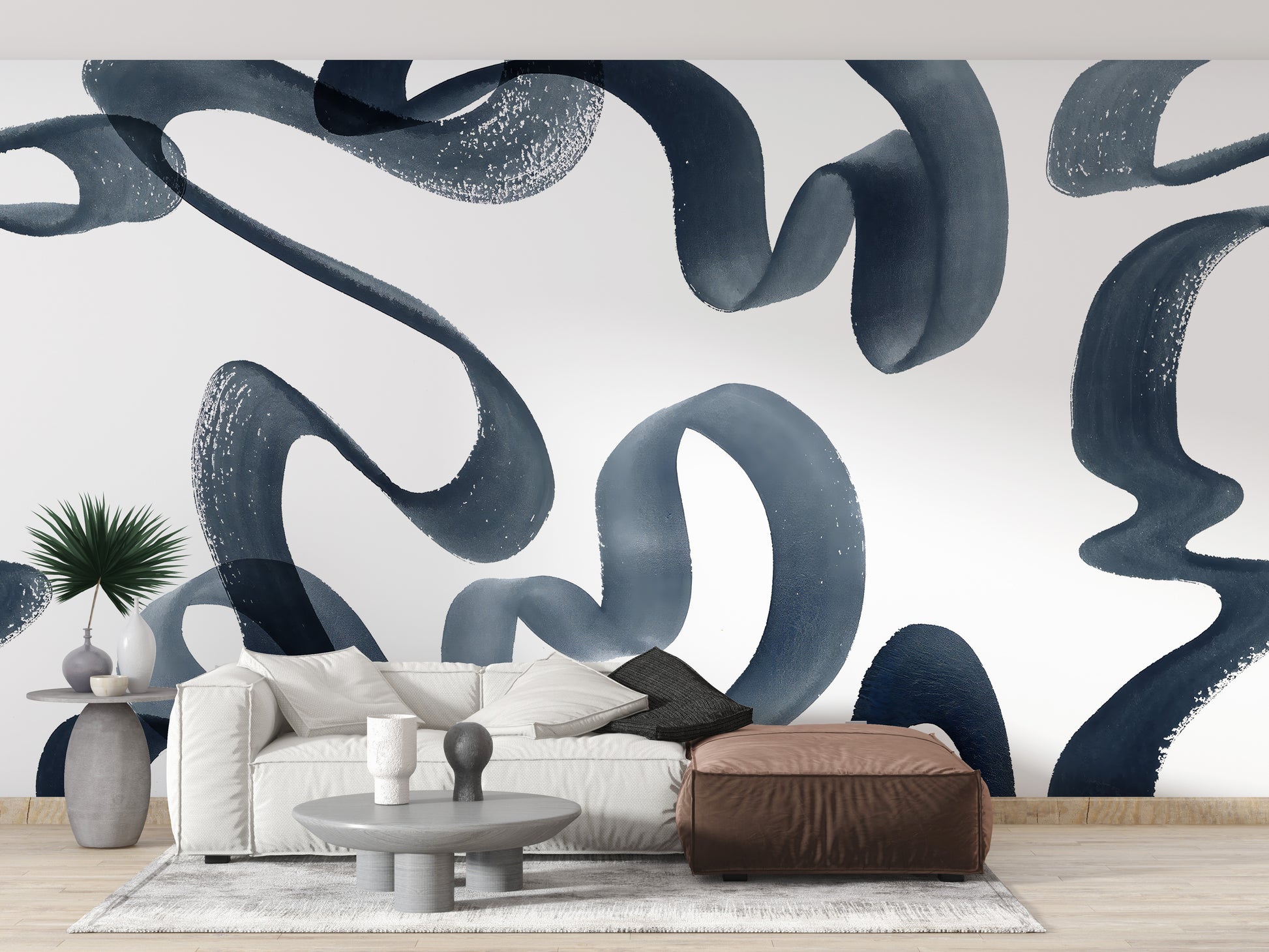 Wavy design mural for a calm space



