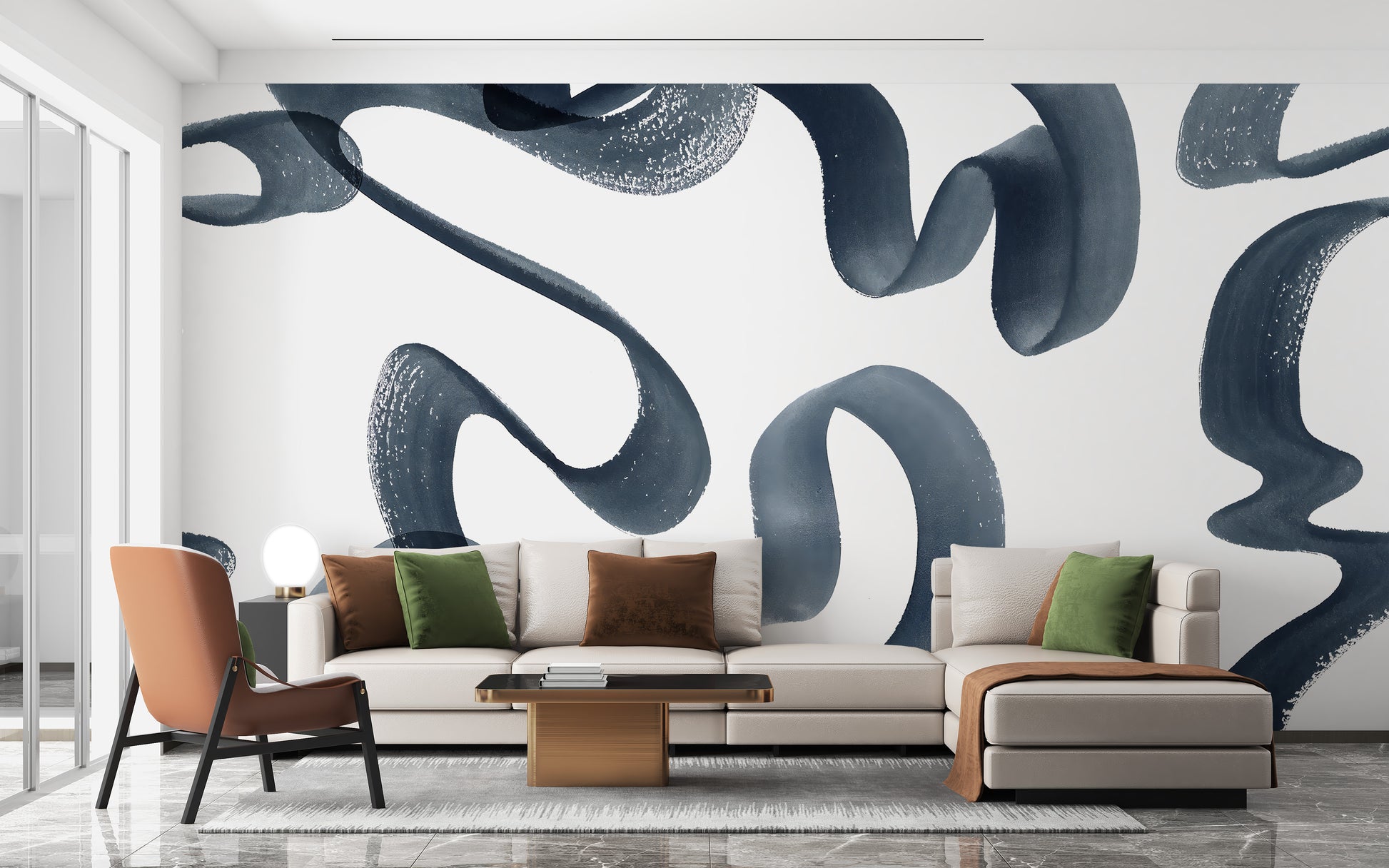 Wavy Elegance mural with flowing patterns
