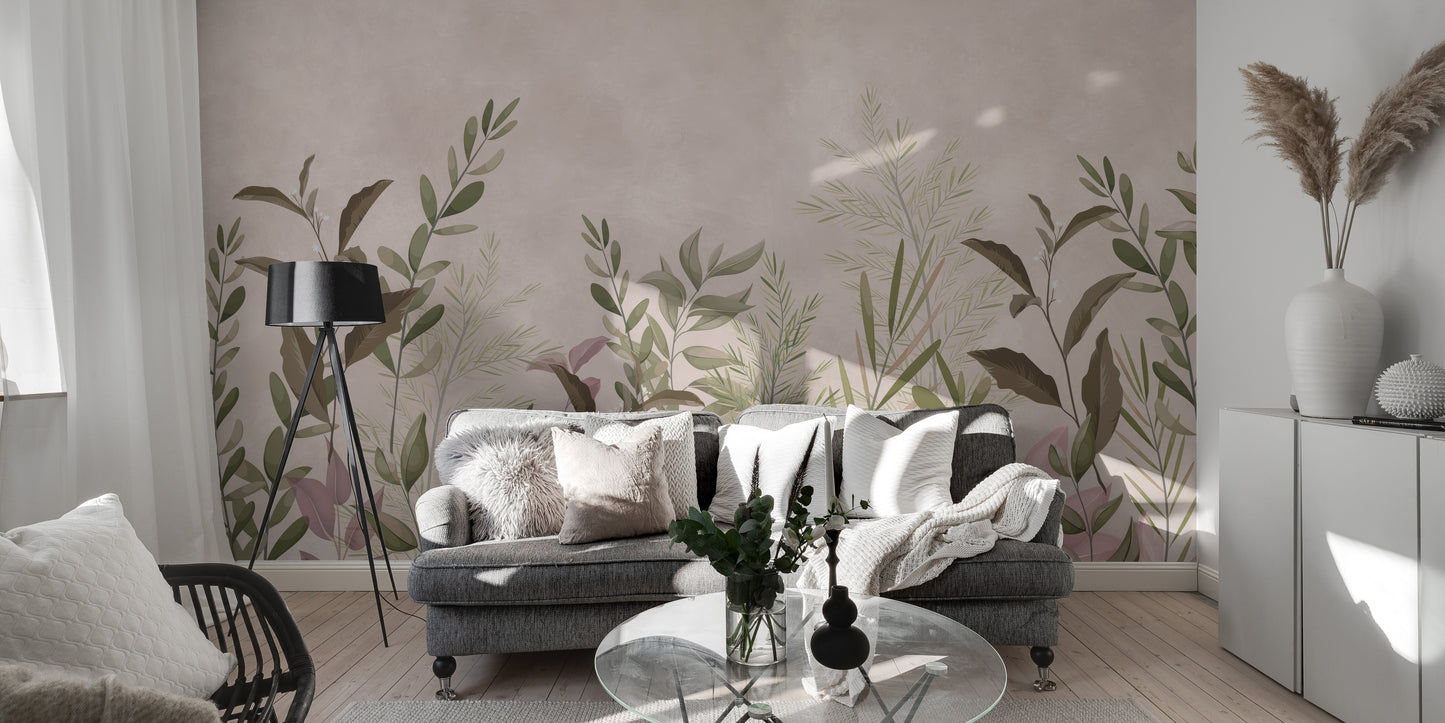 Pristine botanic adhesive wallpaper for peaceful decor