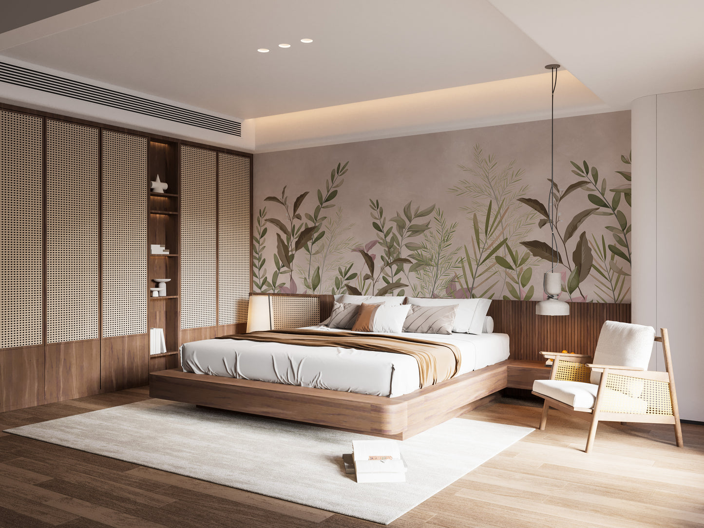 Room wallpaper featuring pristine botanic designs