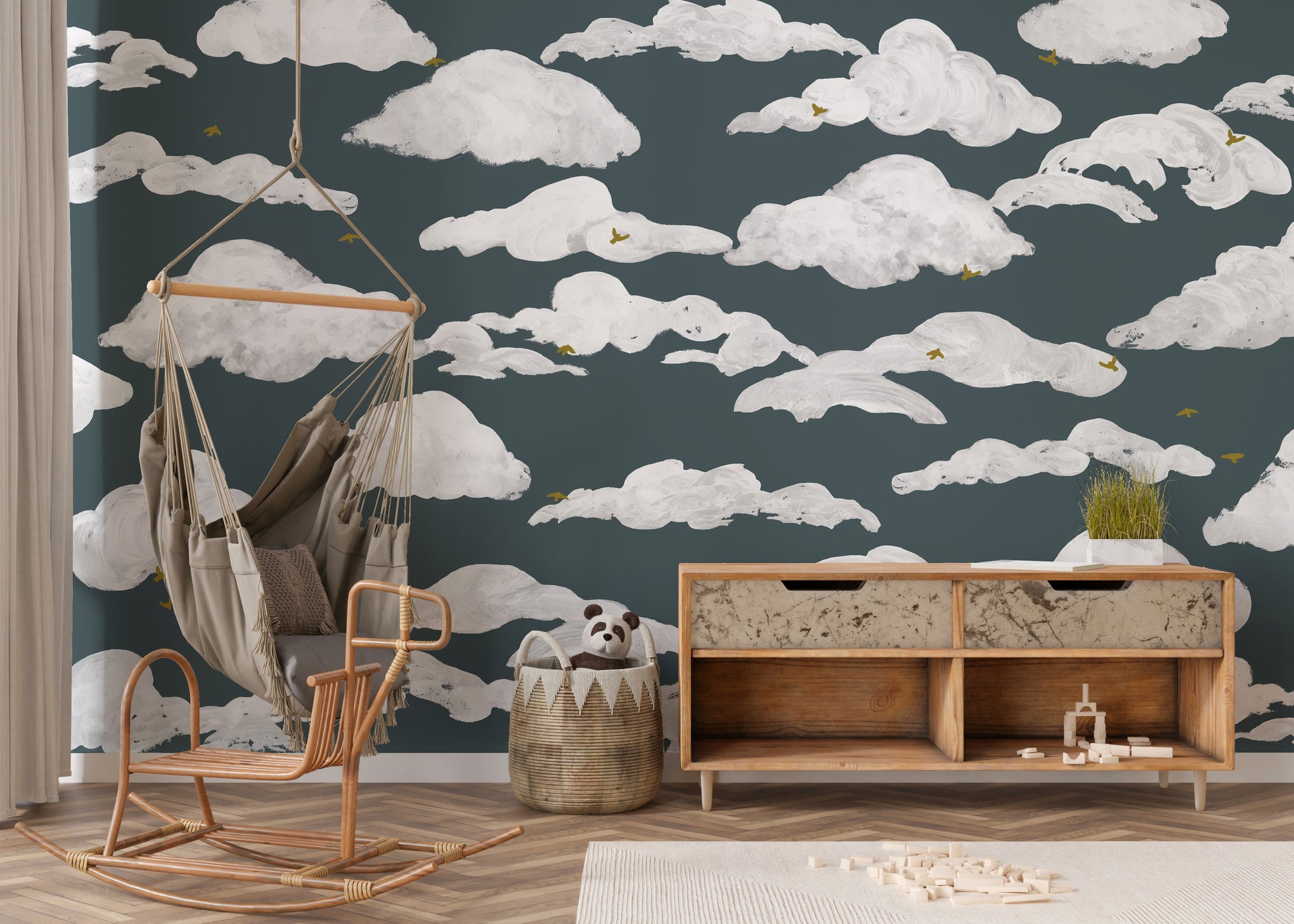 Gentle clouds on a dreamy wallpaper mural
