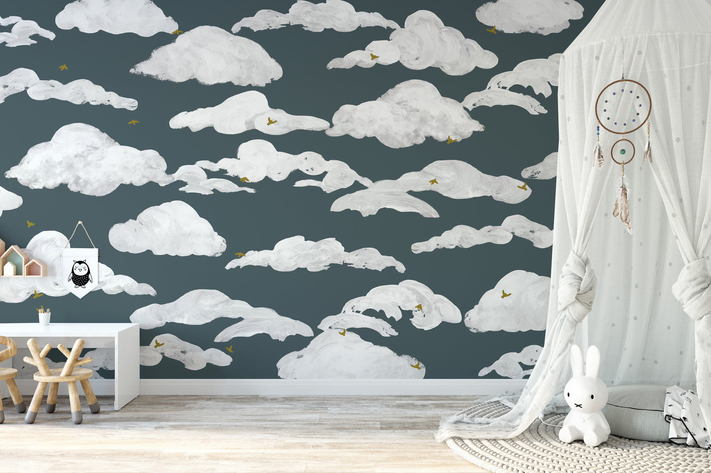 Wallpaper mural showing a serene cloudy sky
