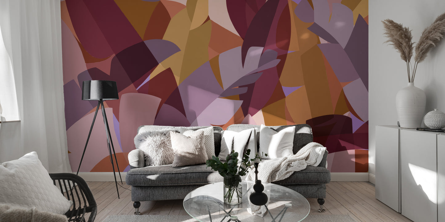 Self-adhesive colorful leaves wallpaper for modern spaces