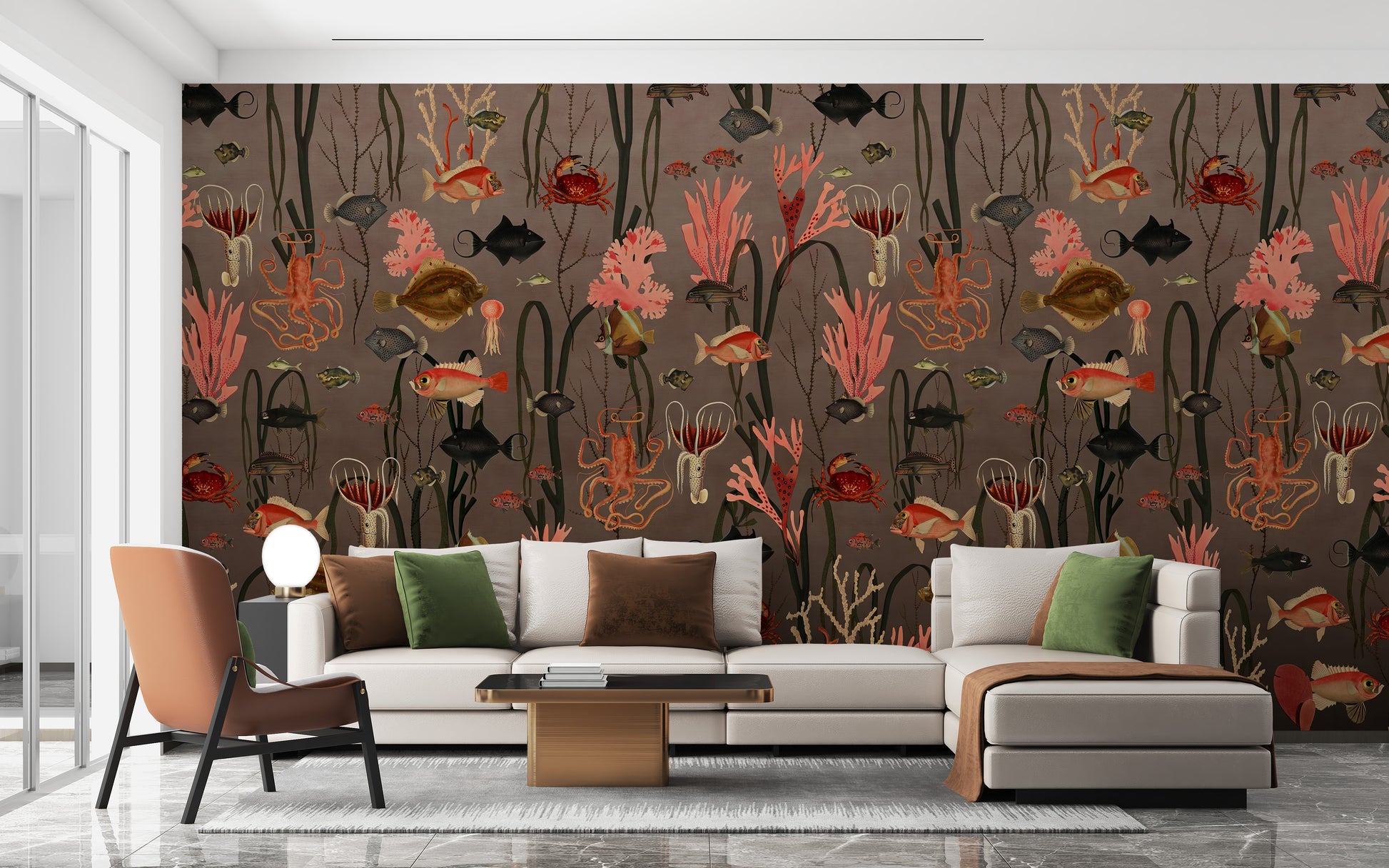 Bright coral reef wallpaper mural scenery
