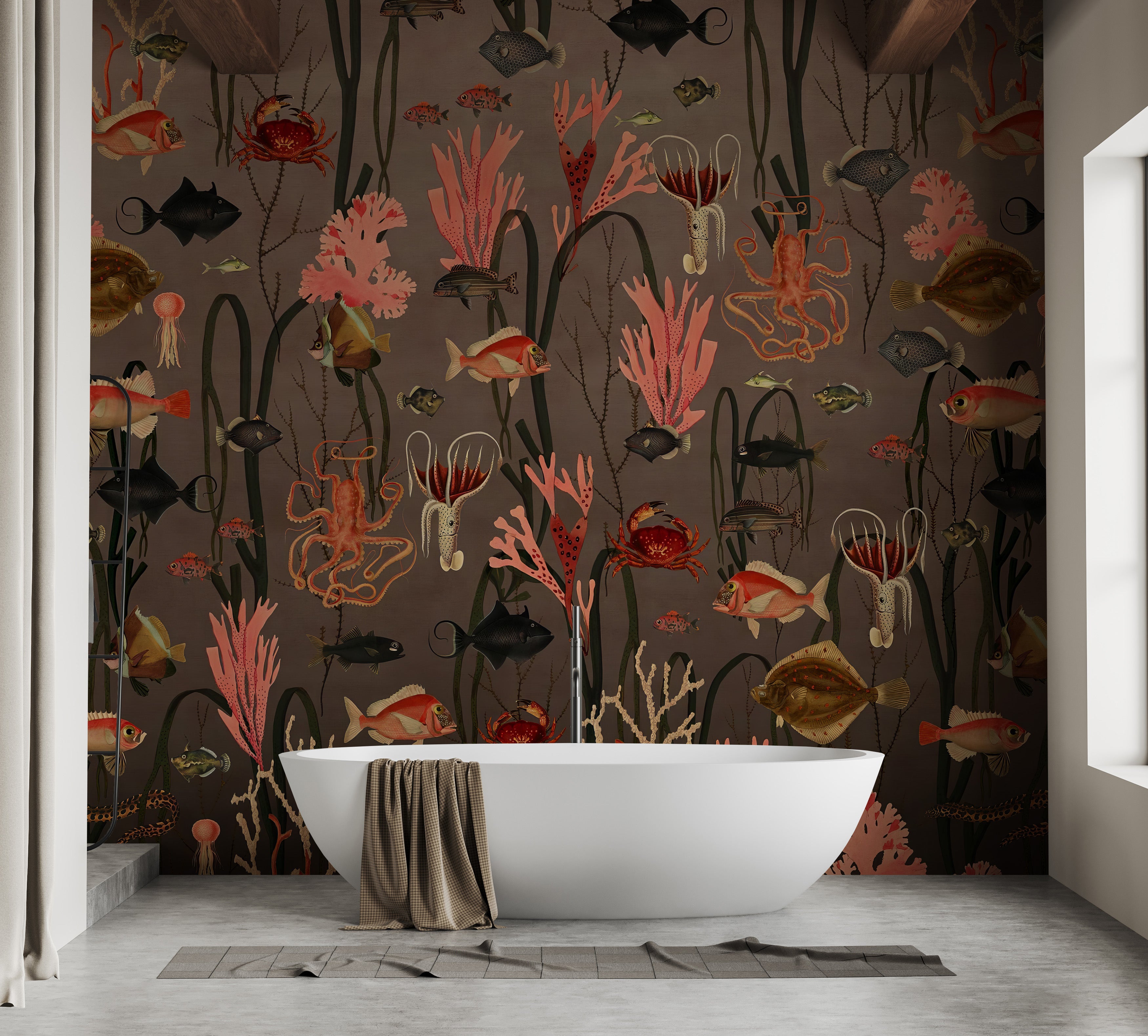 Coral reef and fishes wallpaper mural art
