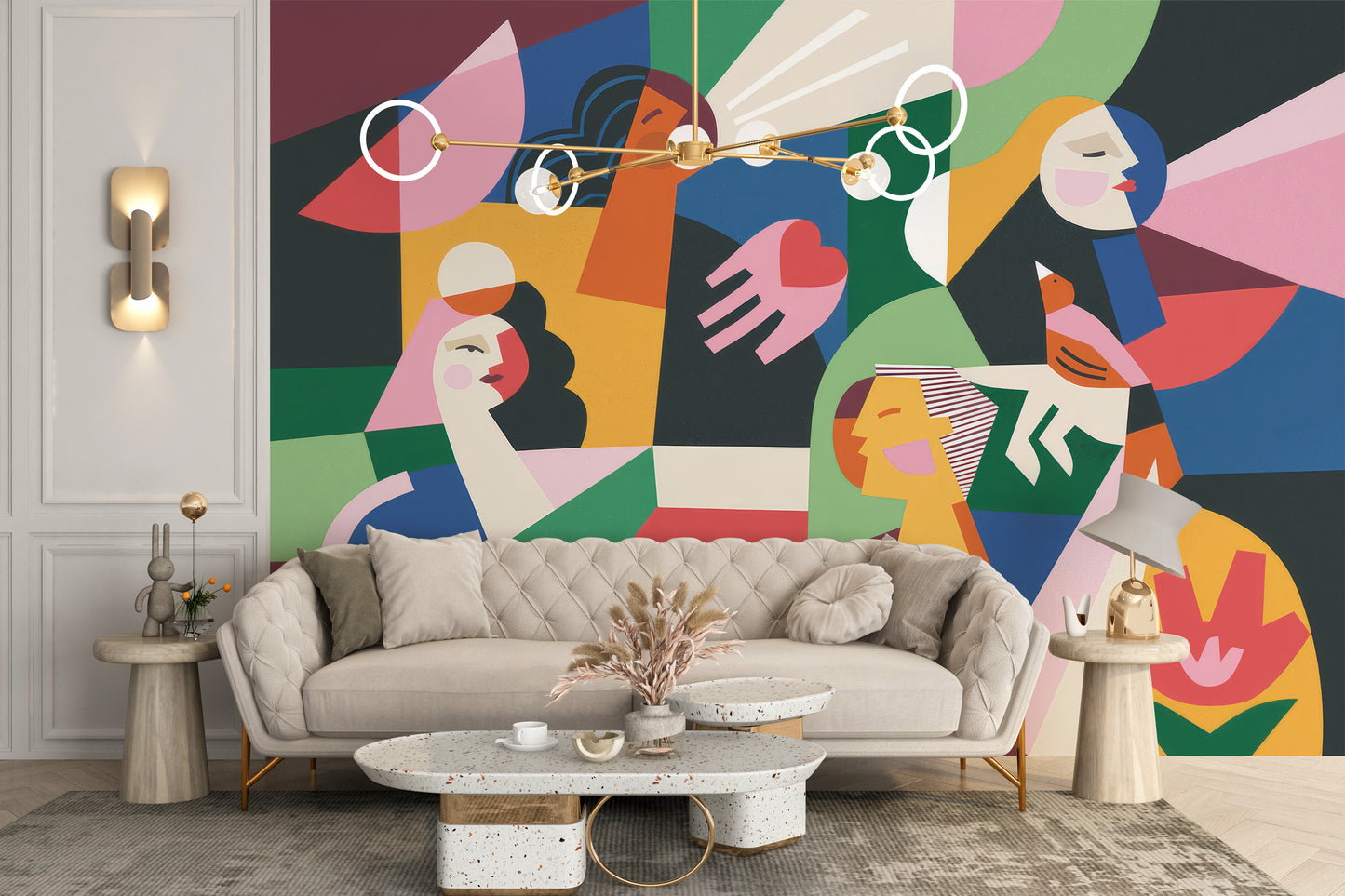 Modernist Female Silhouettes Wall Mural