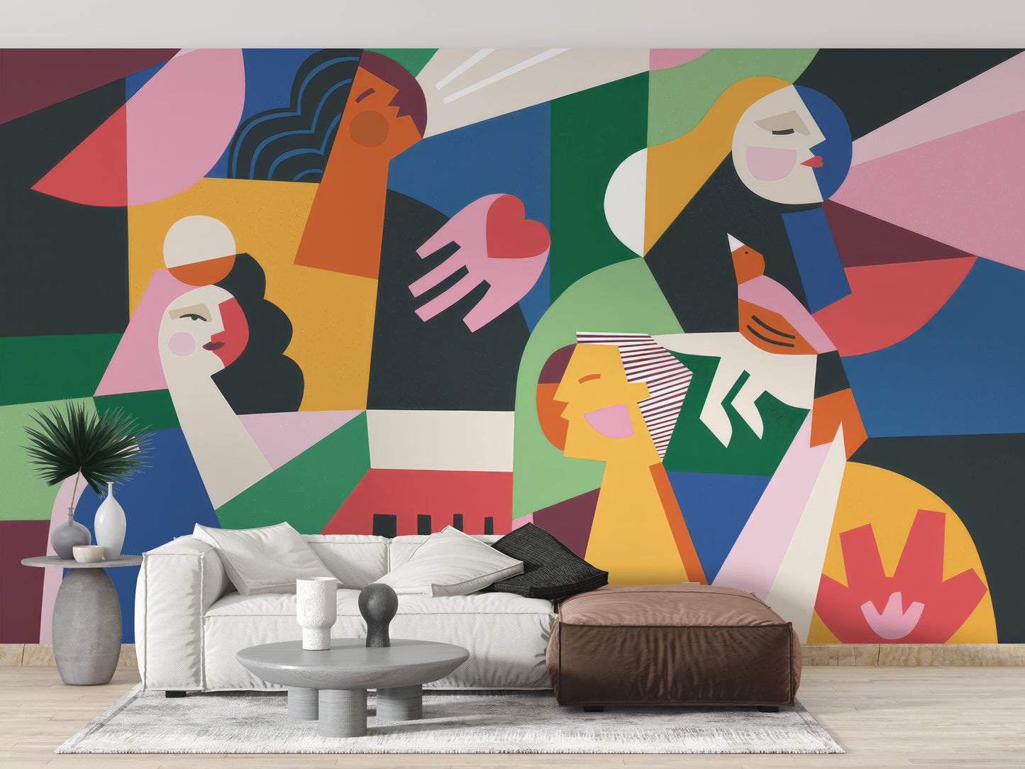 Modernist Female Silhouettes Wall Mural