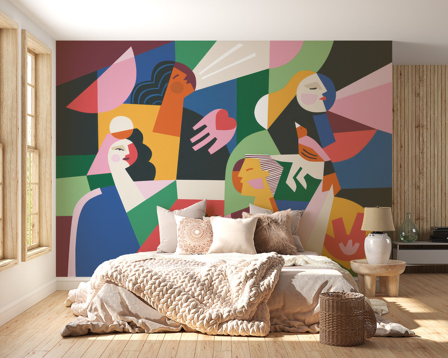 Modernist Female Silhouettes Wall Mural