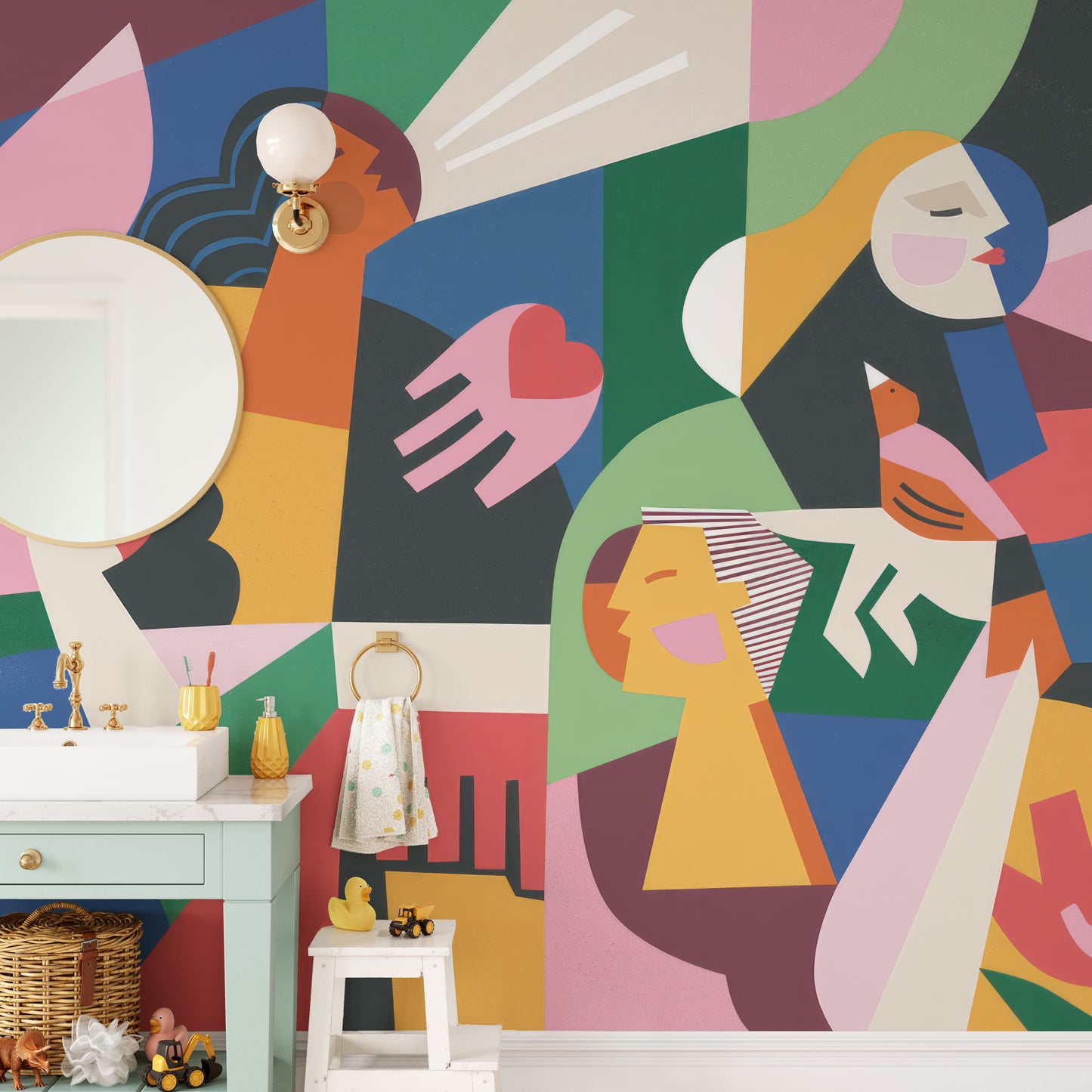 Modernist Female Silhouettes Wall Mural