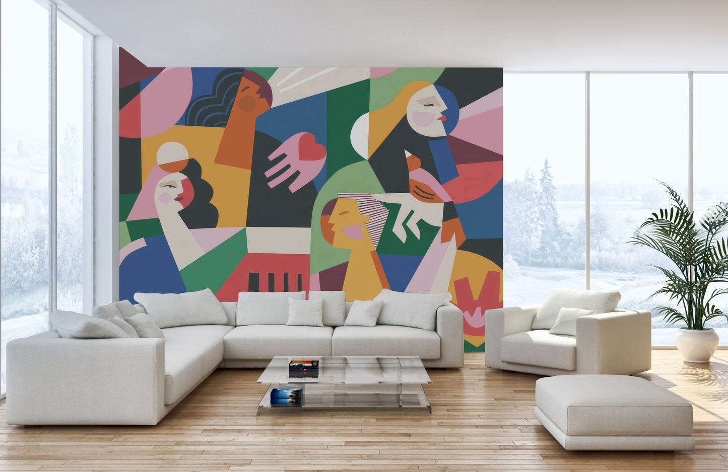 Modernist Female Silhouettes Wall Mural