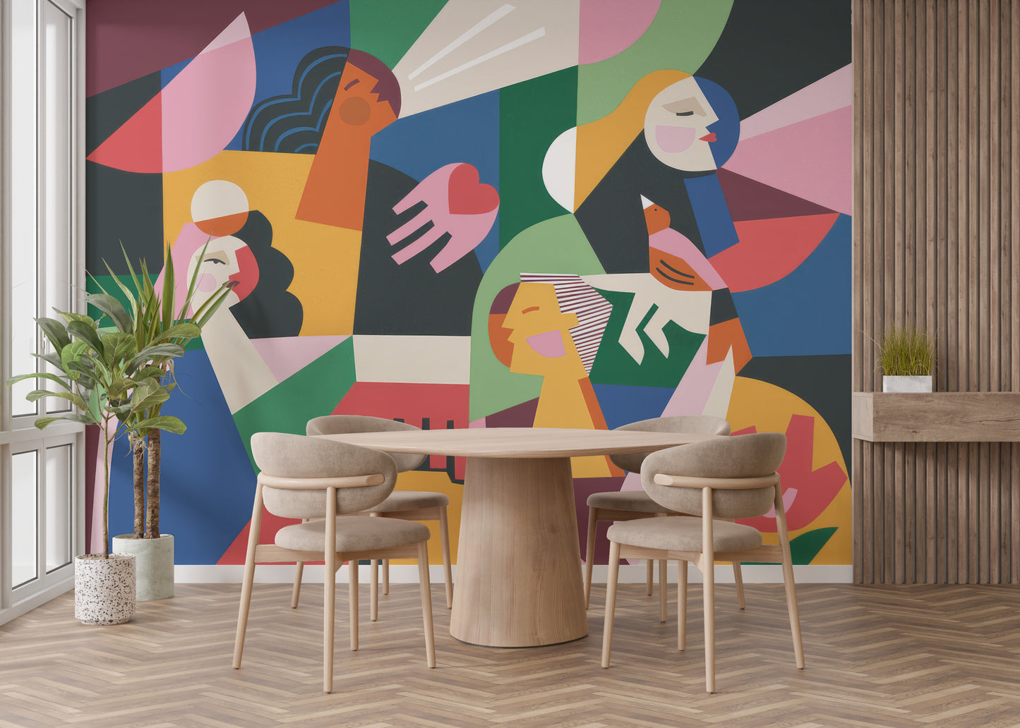 Modernist Female Silhouettes Wall Mural