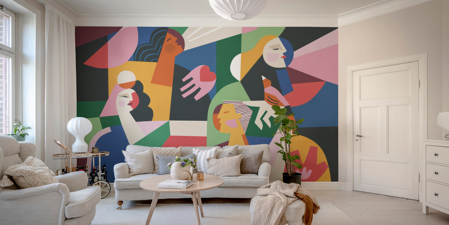 Modernist Female Silhouettes Wall Mural