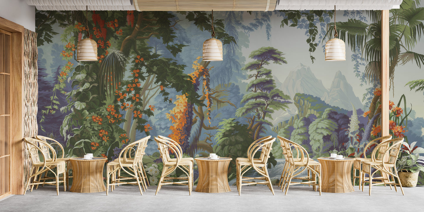 Exotic landscape mural with tropical vibes
