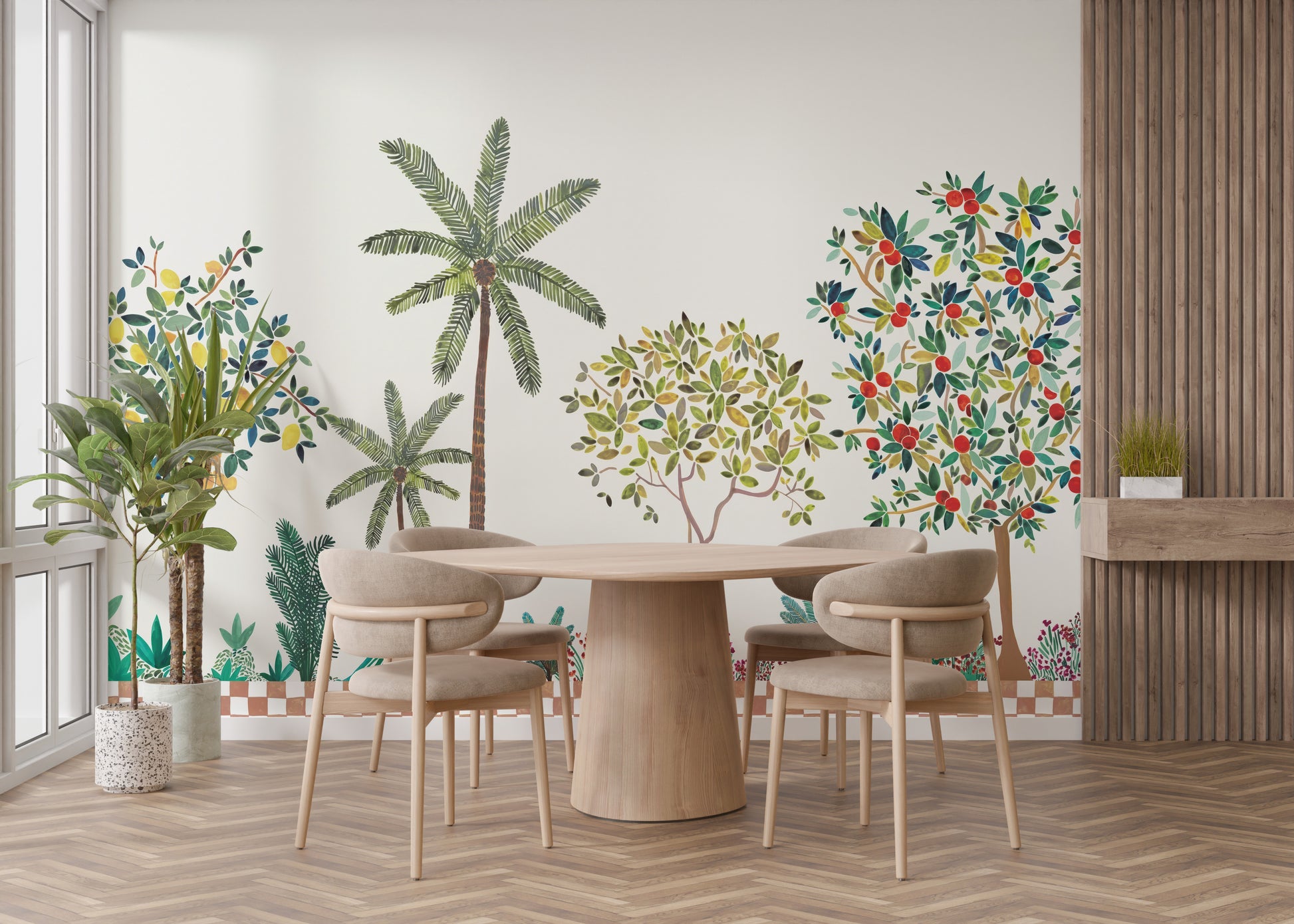 Verdant lemon tree wallpaper mural nature
