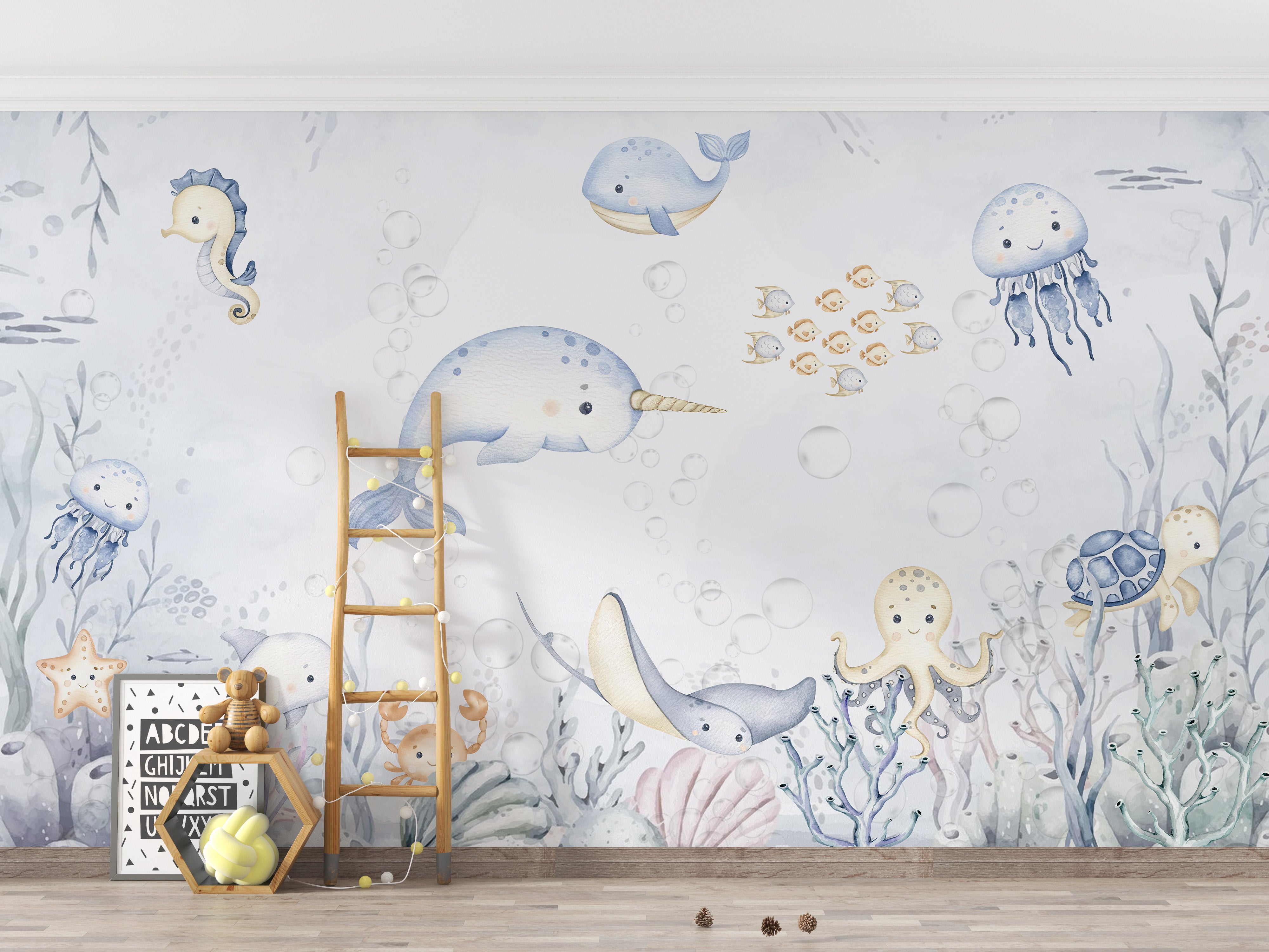 Ocean Wonders Wallpaper Mural for serene vibes