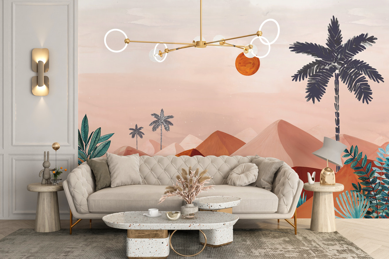 Sunset Oasis Wallpaper Mural for your space