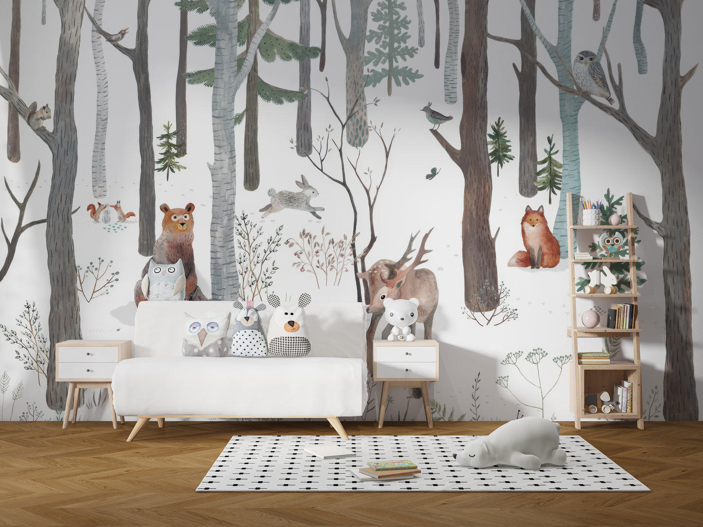 Winter Wildlife Wallpaper Mural for a cozy feel