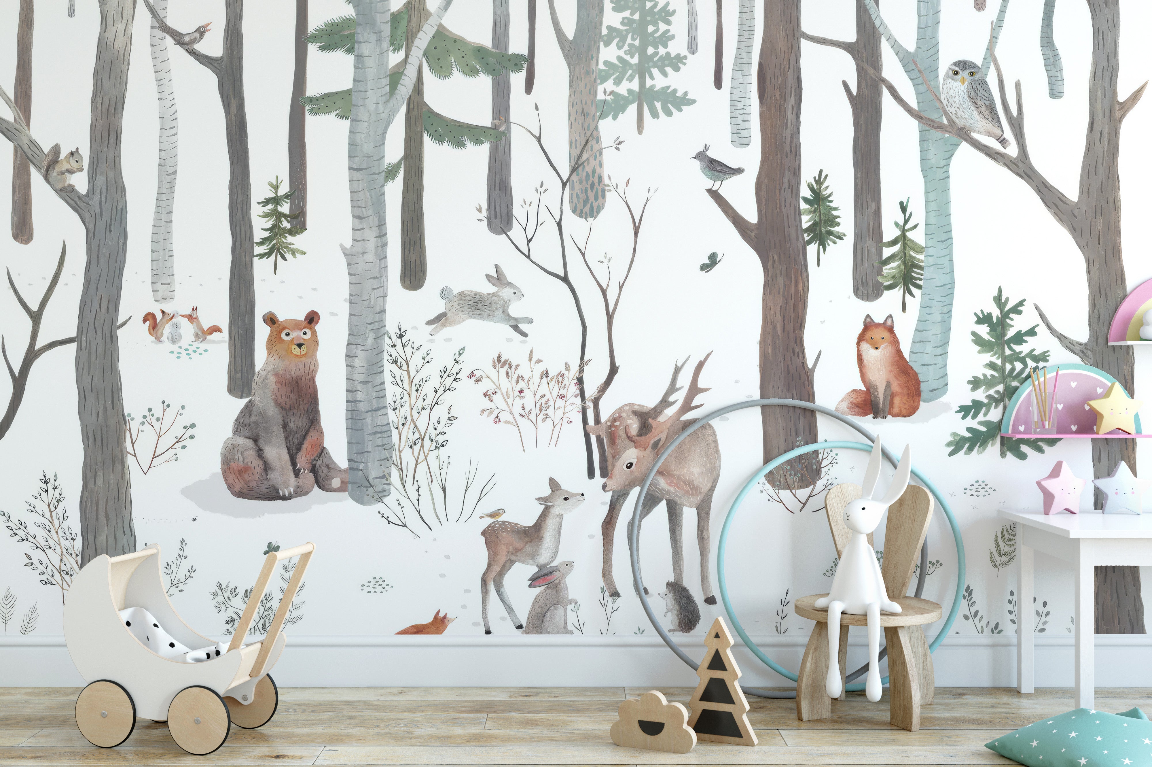 Add elegance with Winter Wildlife Wallpaper Mural