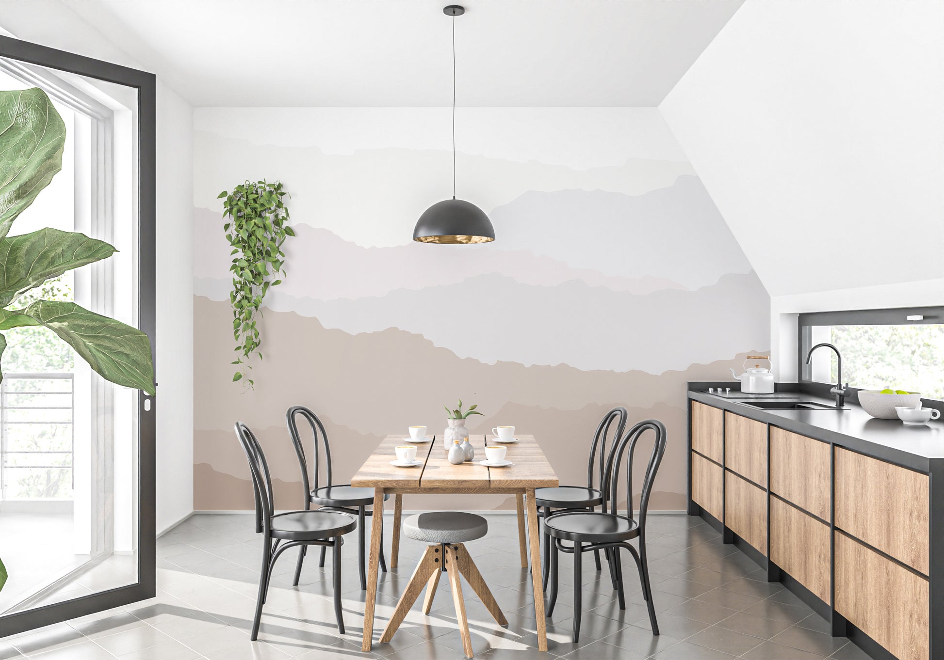 Wallpaper mural featuring serene mountain peaks
