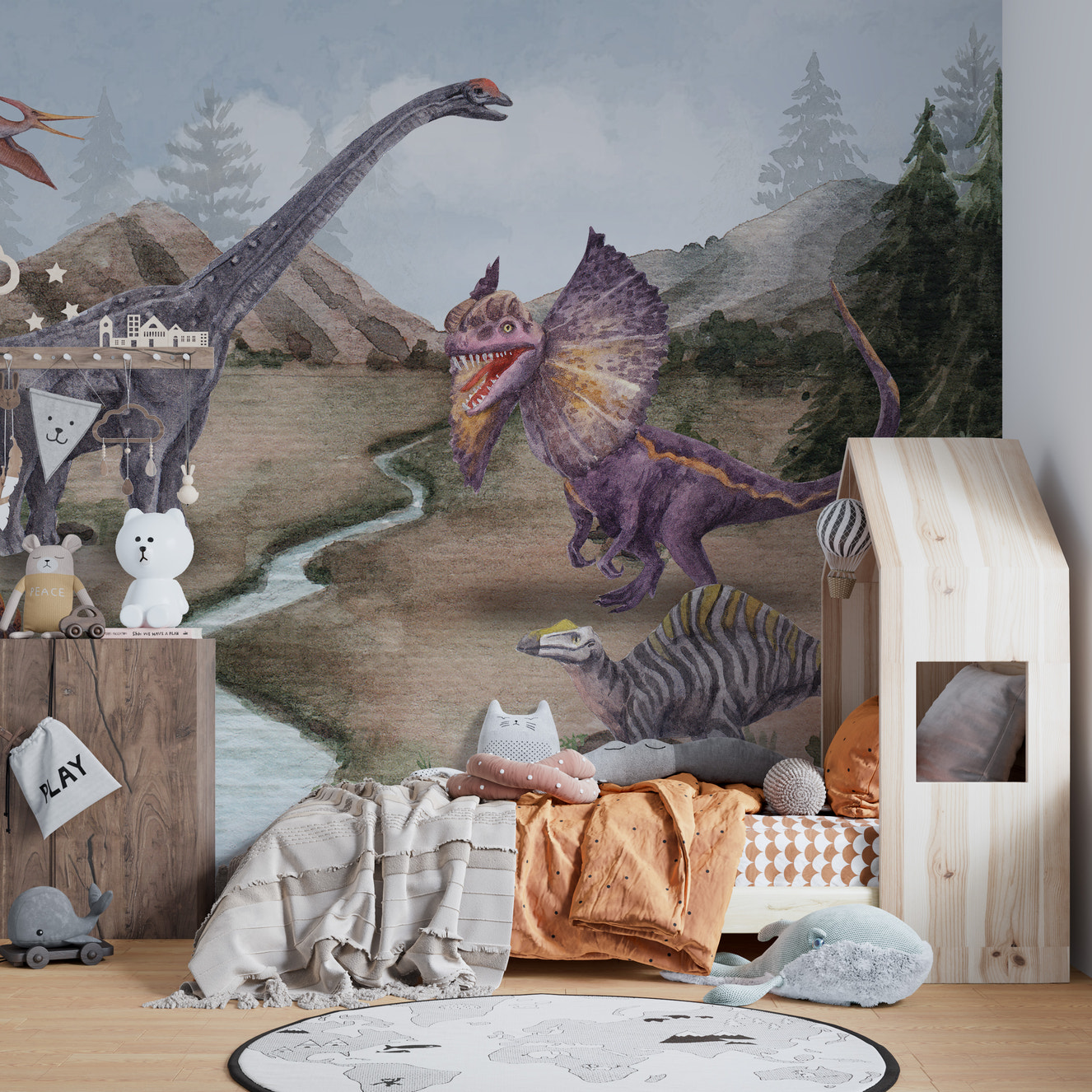 Jurassic Era Wallpaper Mural for kids' space