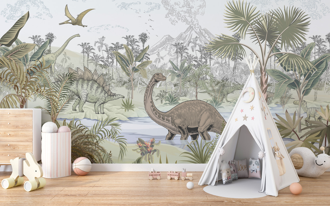 Dinosaur Valley Wallpaper Mural for kids' space