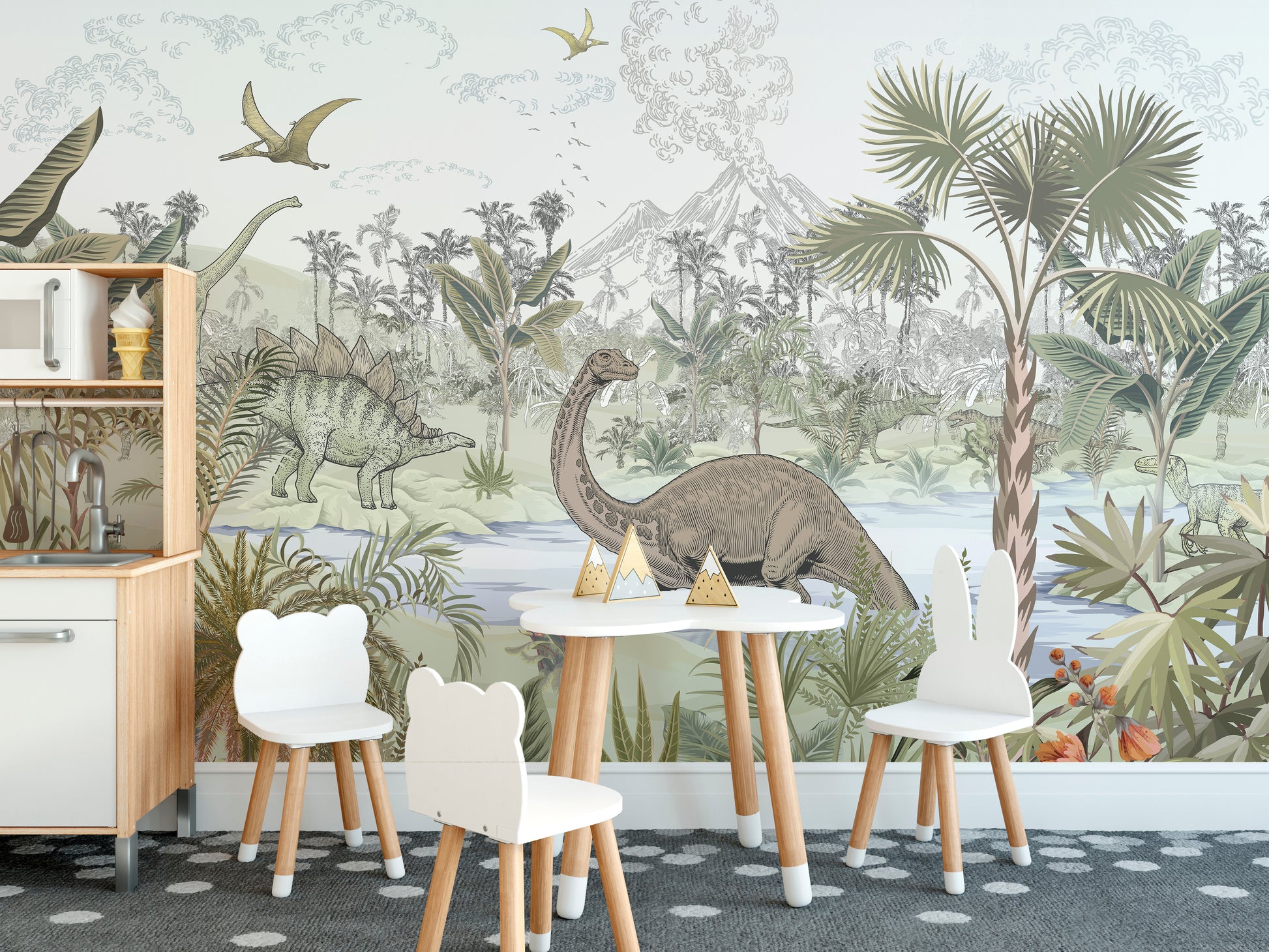 Fun Dinosaur Valley Wallpaper Mural for rooms