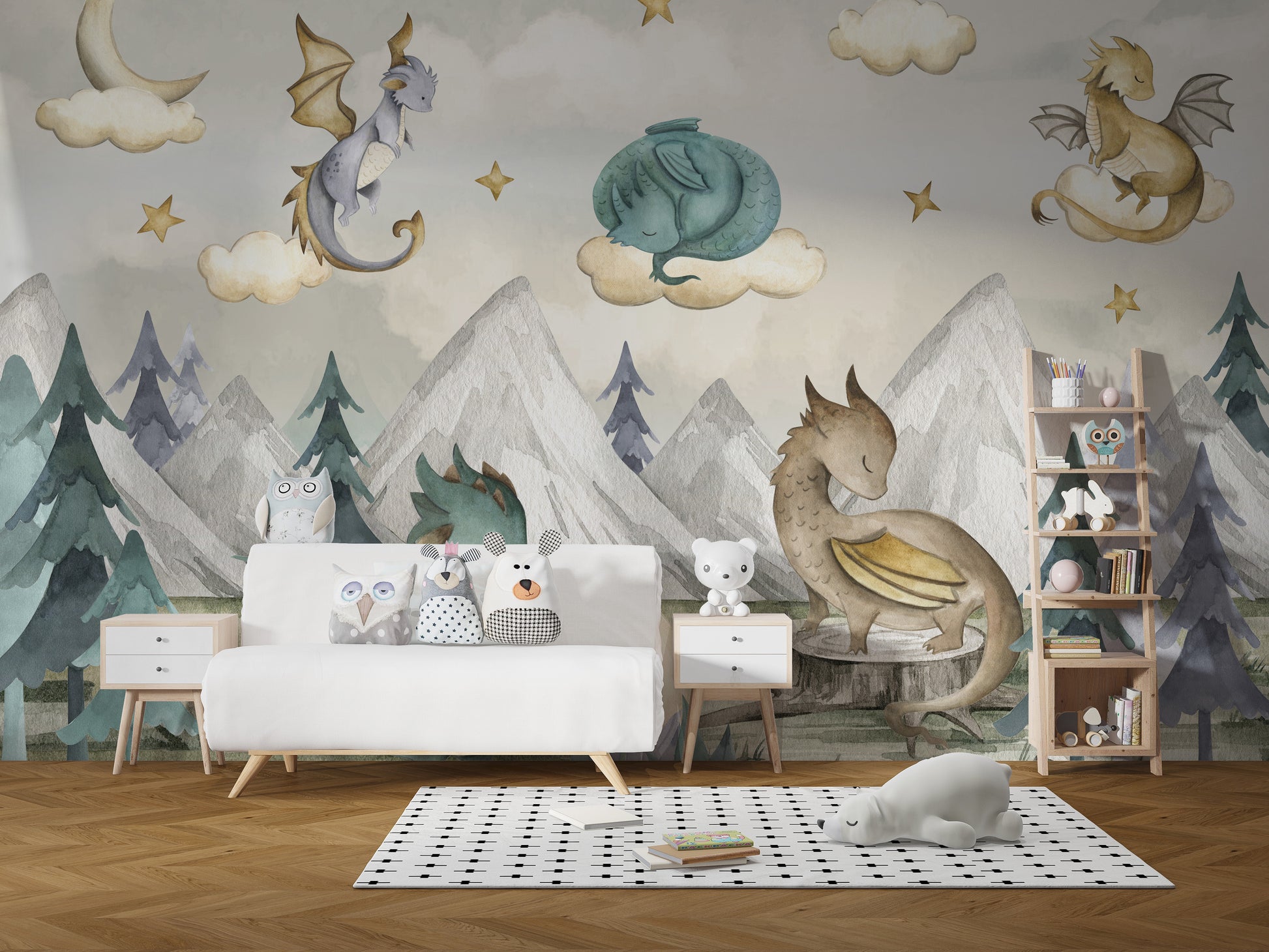 Dreamy Dragon Playland Wallpaper Mural for a magical room