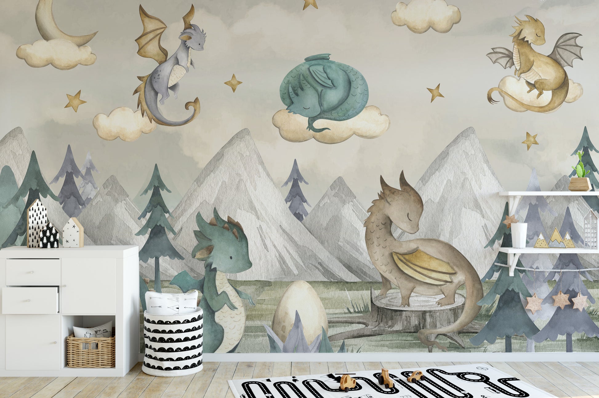 Dreamy Dragon Playland Wallpaper Mural for playful spaces