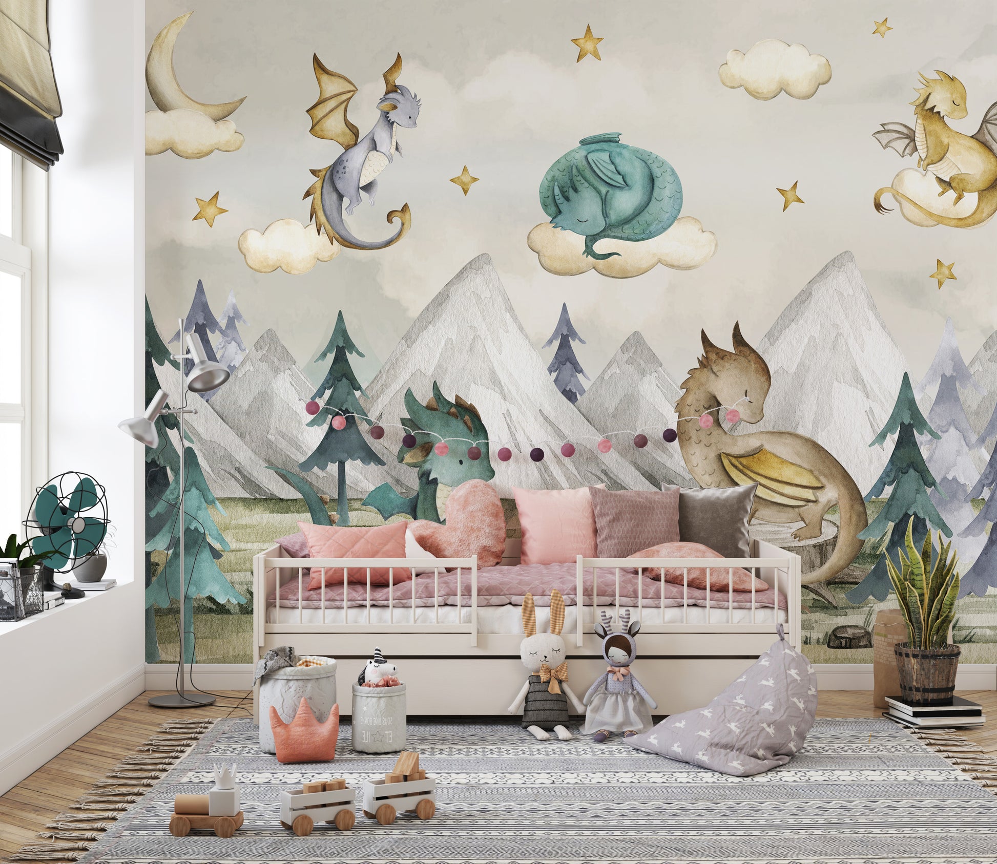 Dreamy Dragon Playland Wallpaper Mural for a fantasy look