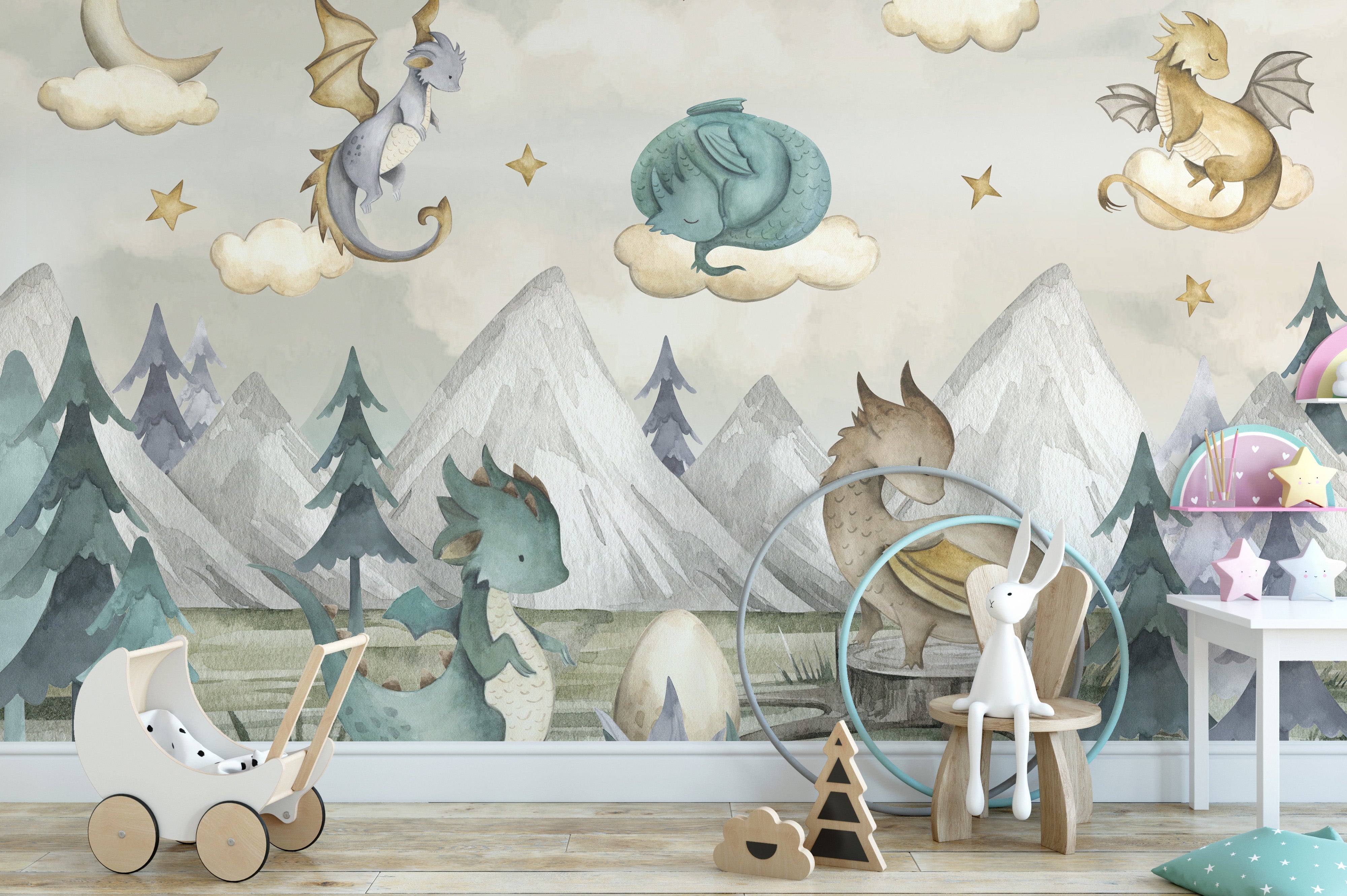 Dreamy Dragon Playland Wallpaper Mural for creative rooms