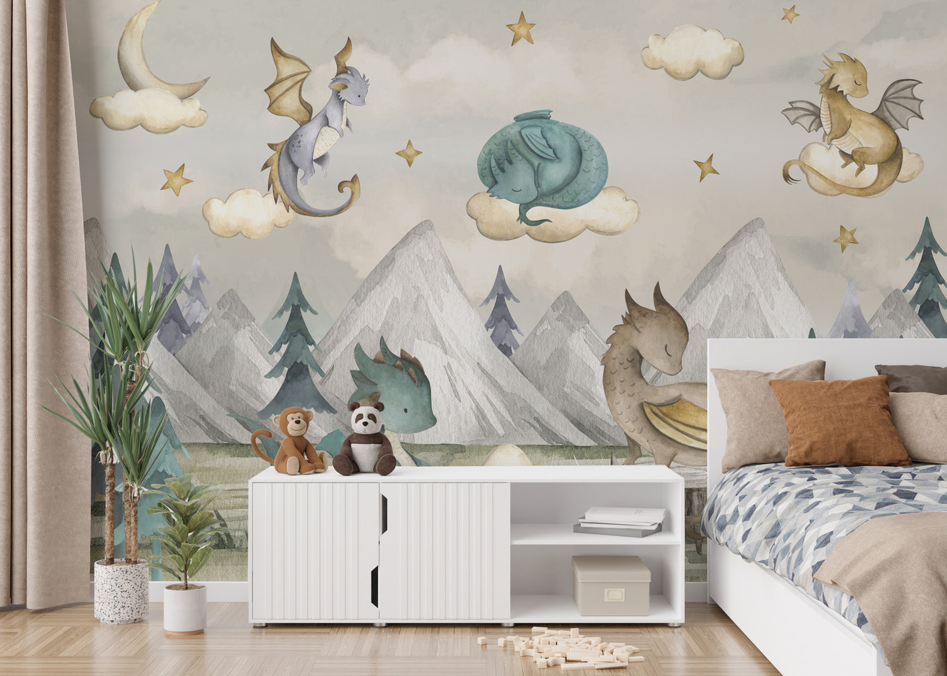 Dreamy Dragon Playland Wallpaper Mural for kids