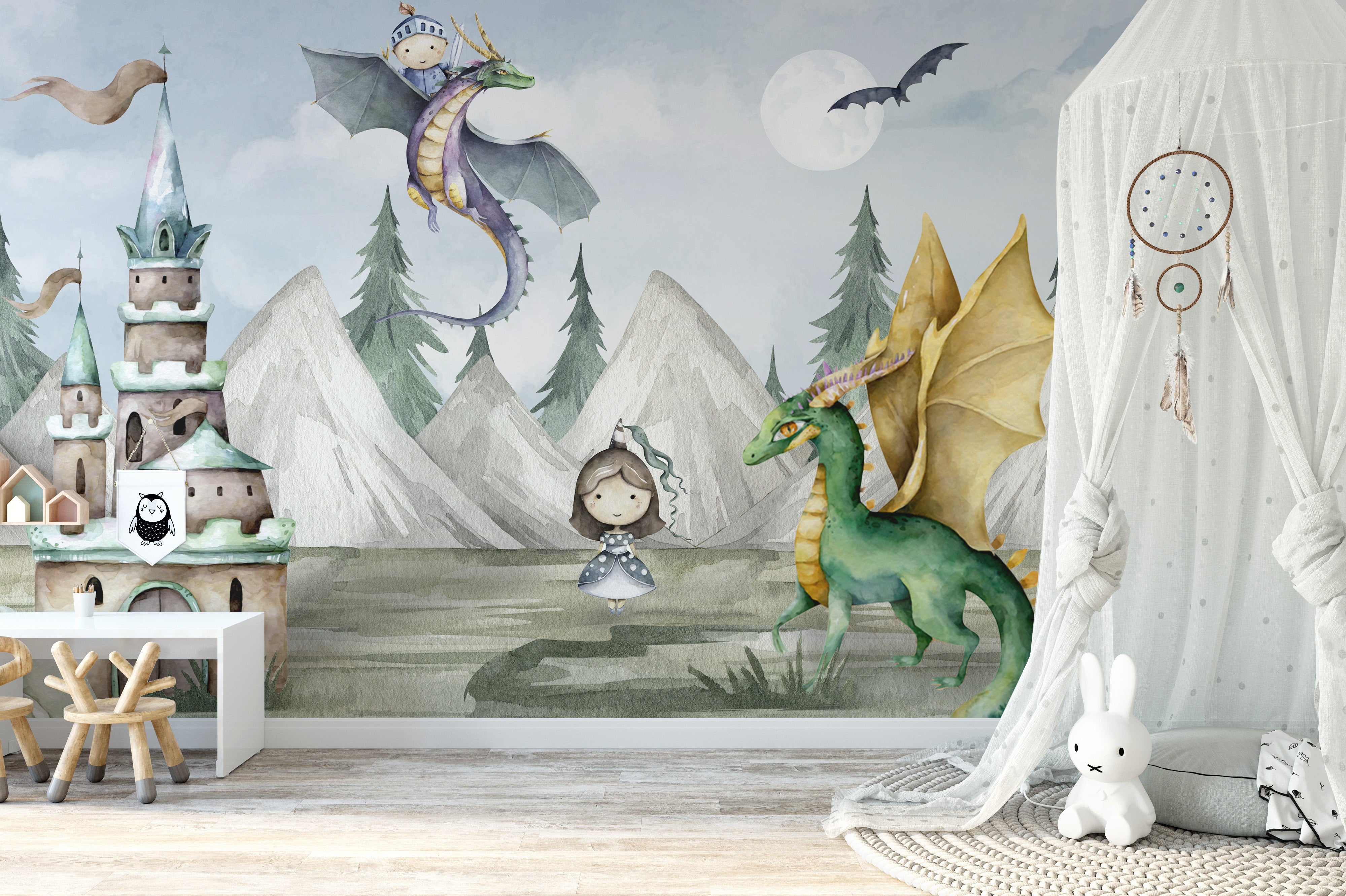 Dreamy Magical Kingdom Wallpaper Mural design