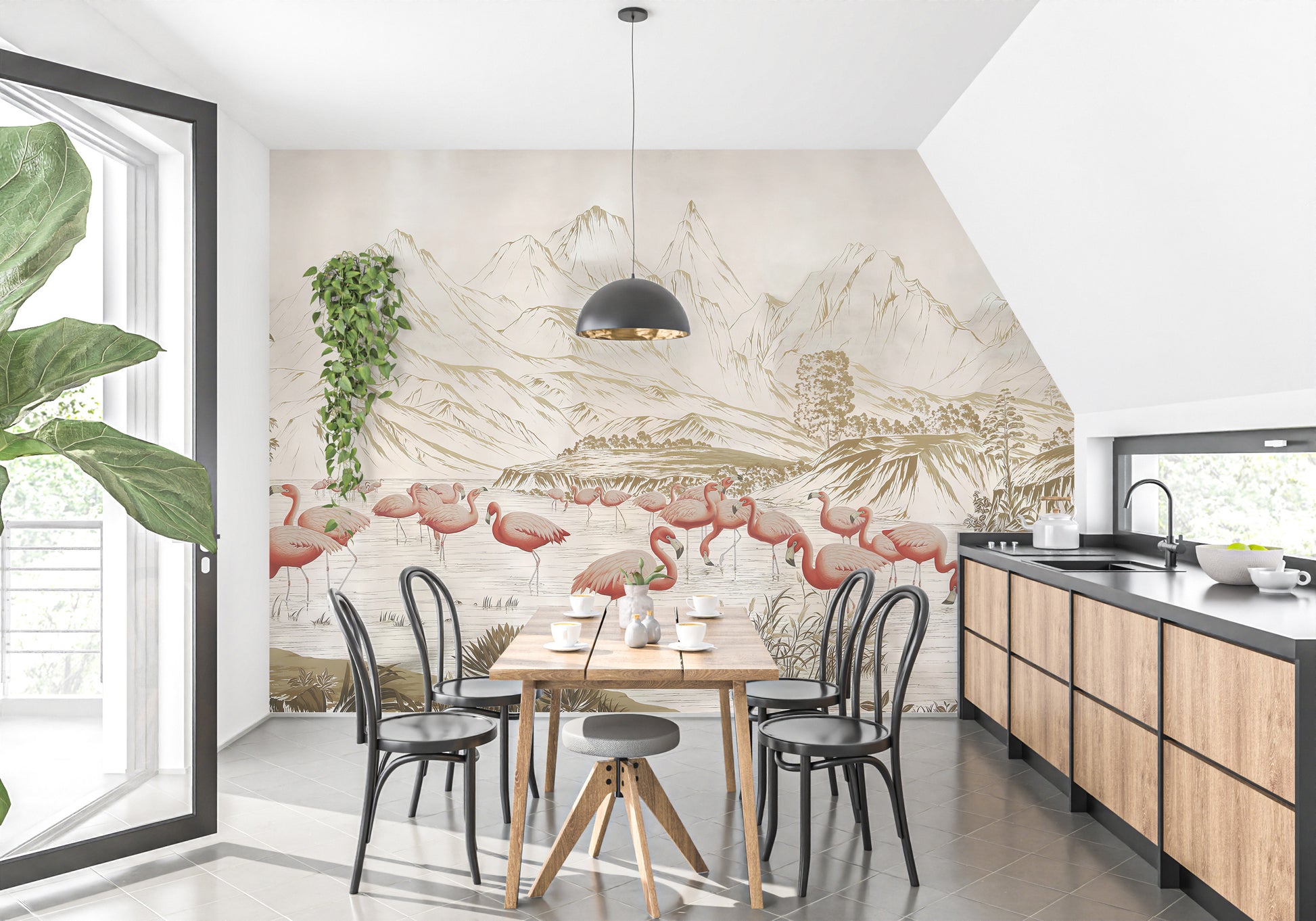 Flamingo Lake Wallpaper Mural for natural beauty
