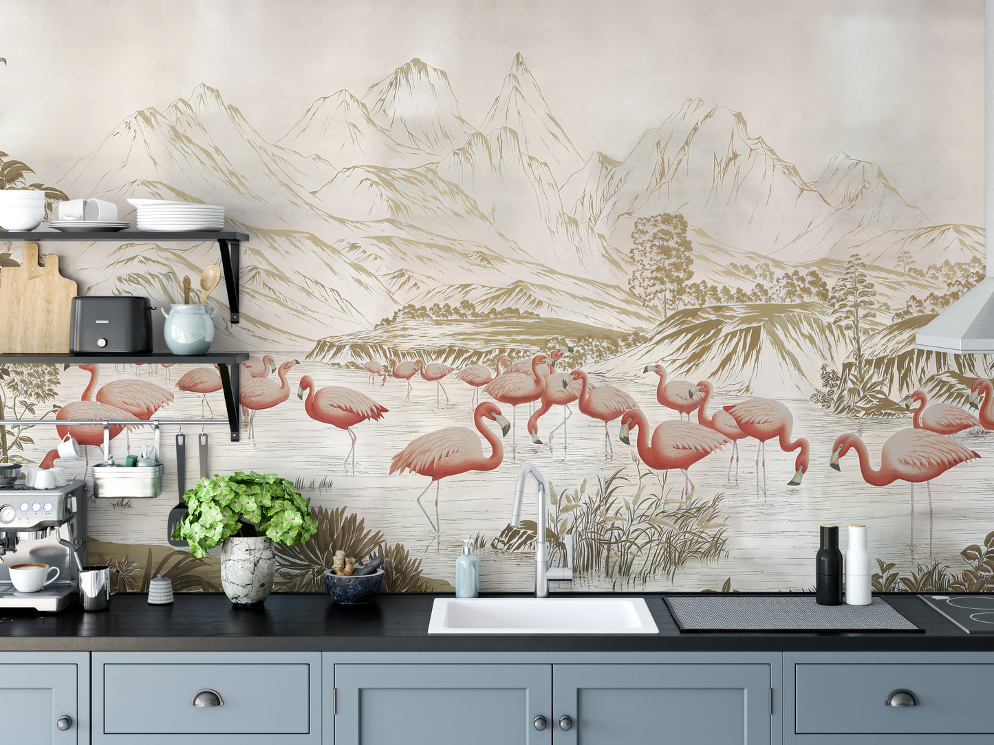 Flamingo Lake Wallpaper Mural for a tropical vibe