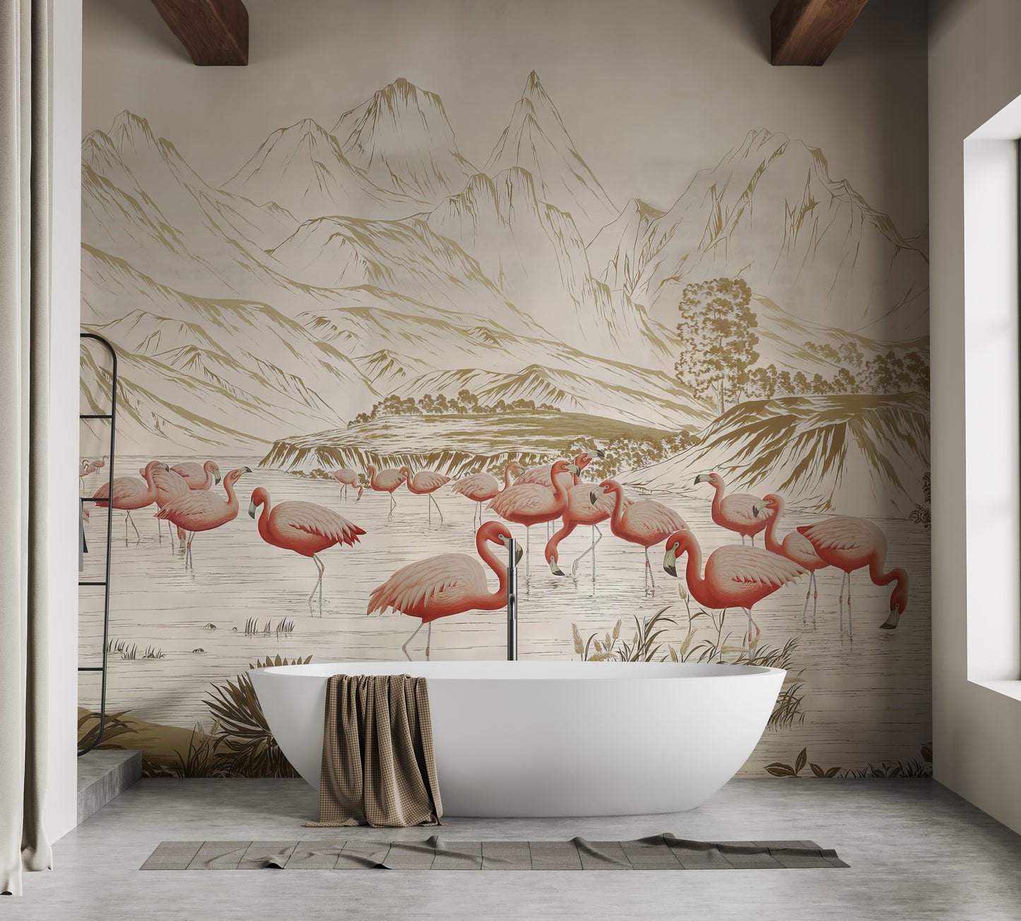 Flamingo Lake Wallpaper Mural for a colorful feel