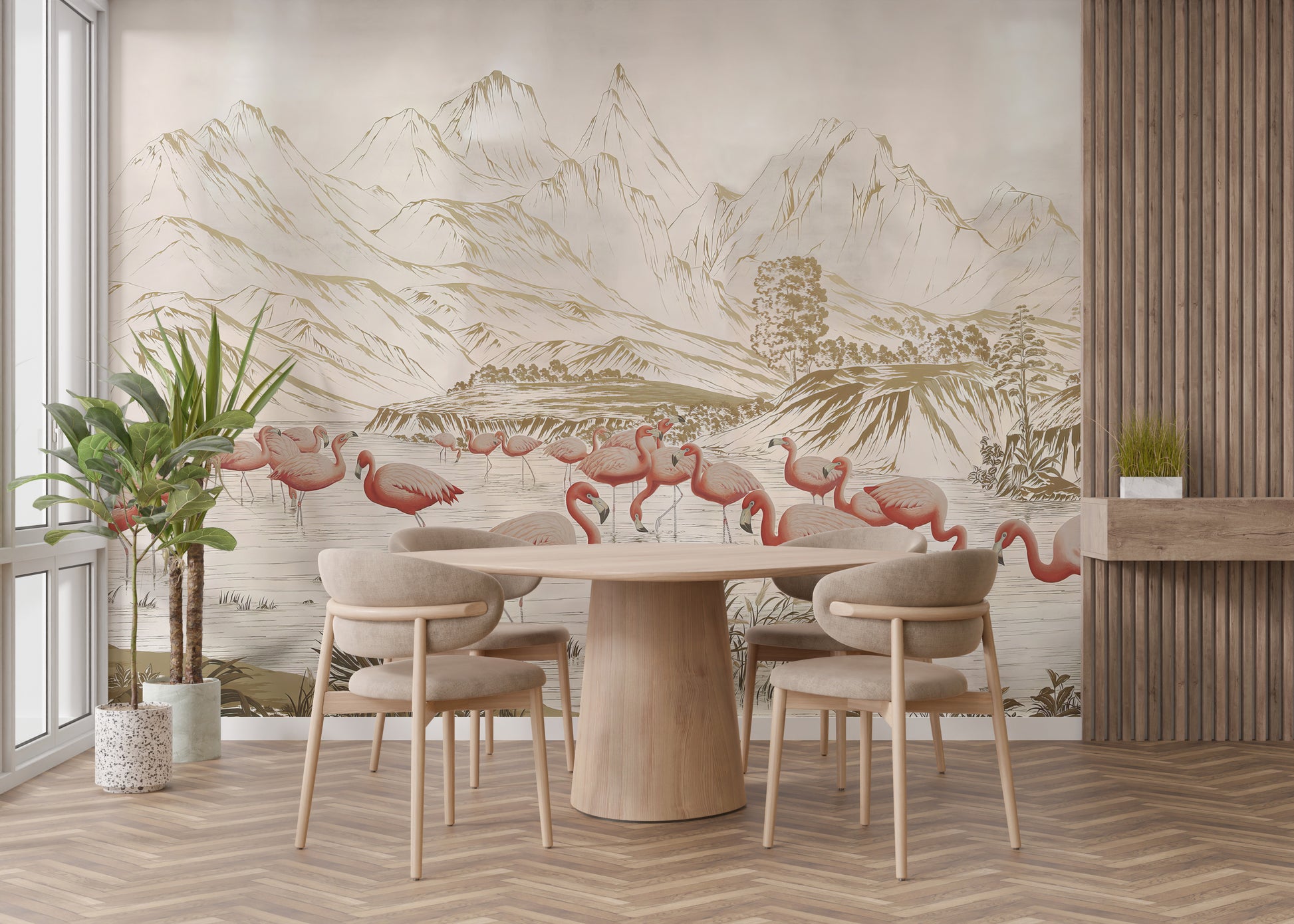 Flamingo Lake Wallpaper Mural for your space