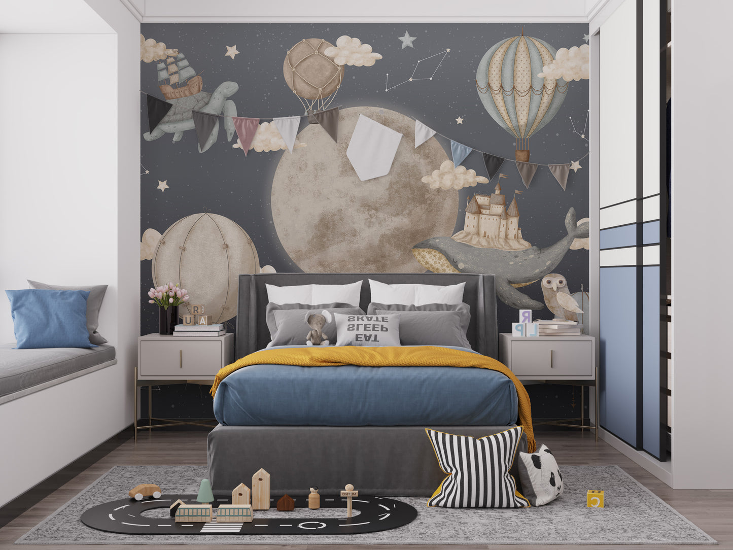 Dreamy Night Balloon Wallpaper Mural for a dreamy feel