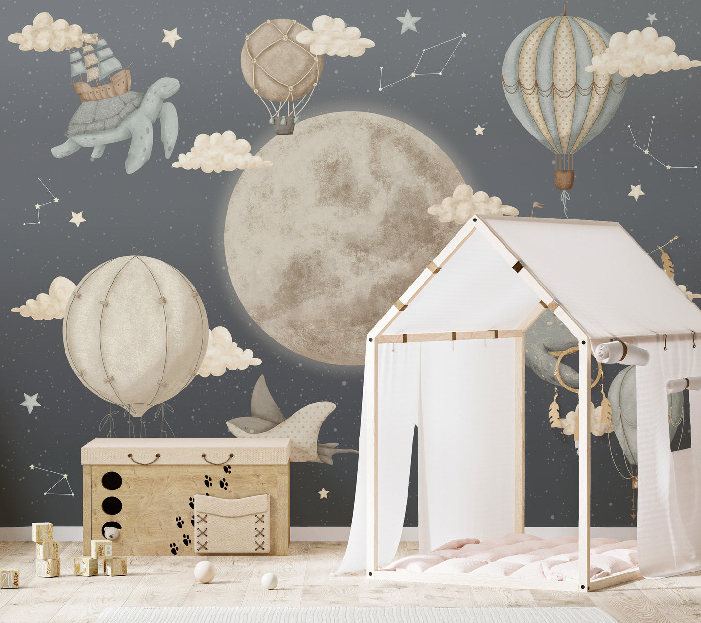 Magical Dreamy Night Balloon Wallpaper Mural