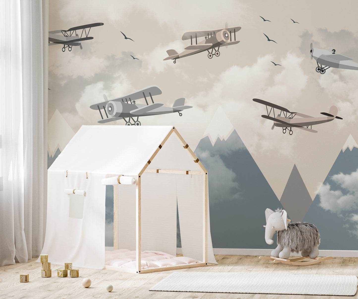 Alpine Flight Adventure Wall Mural for a dreamy feel