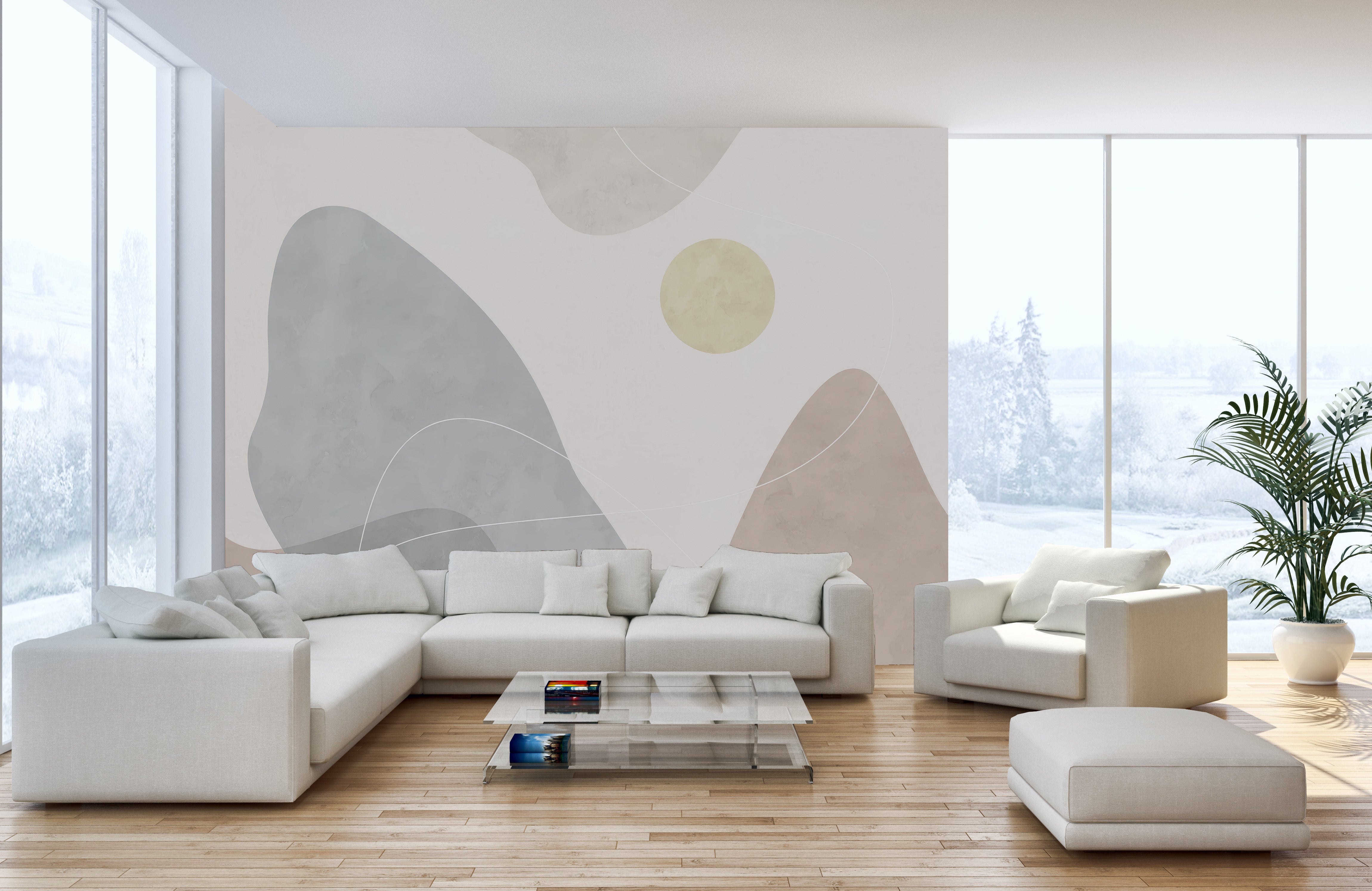 Modern terrain wallpaper mural design concept
